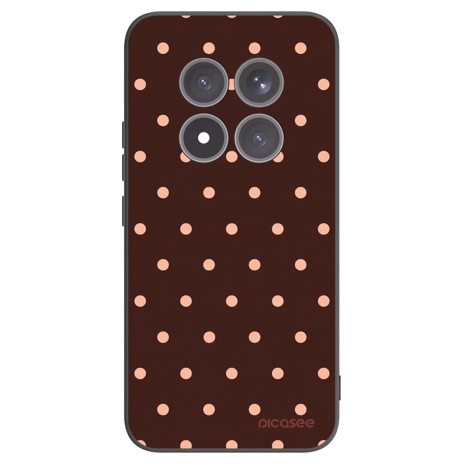 Picasee Xiaomi Redmi Note 15 Pro+ Hülle - Schwarzes Silikon - Peach Dots & Chocolate