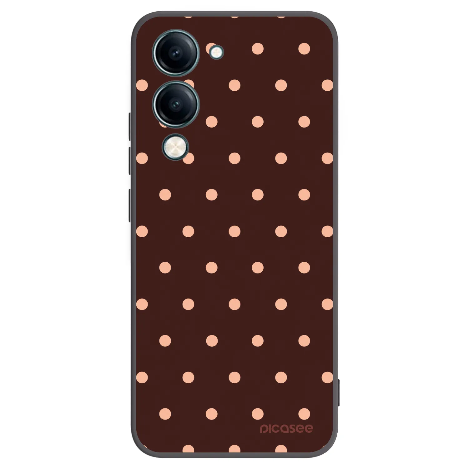 Picasee Vivo Y29s 5G Hülle - Schwarzes Silikon - Peach Dots & Chocolate