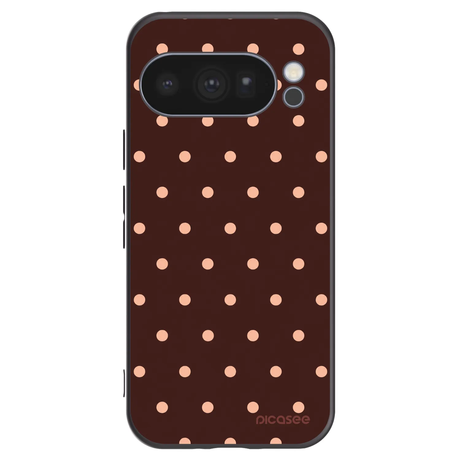 Picasee Google Pixel 10 Pro Hülle - Schwarzes Silikon - Peach Dots & Chocolate