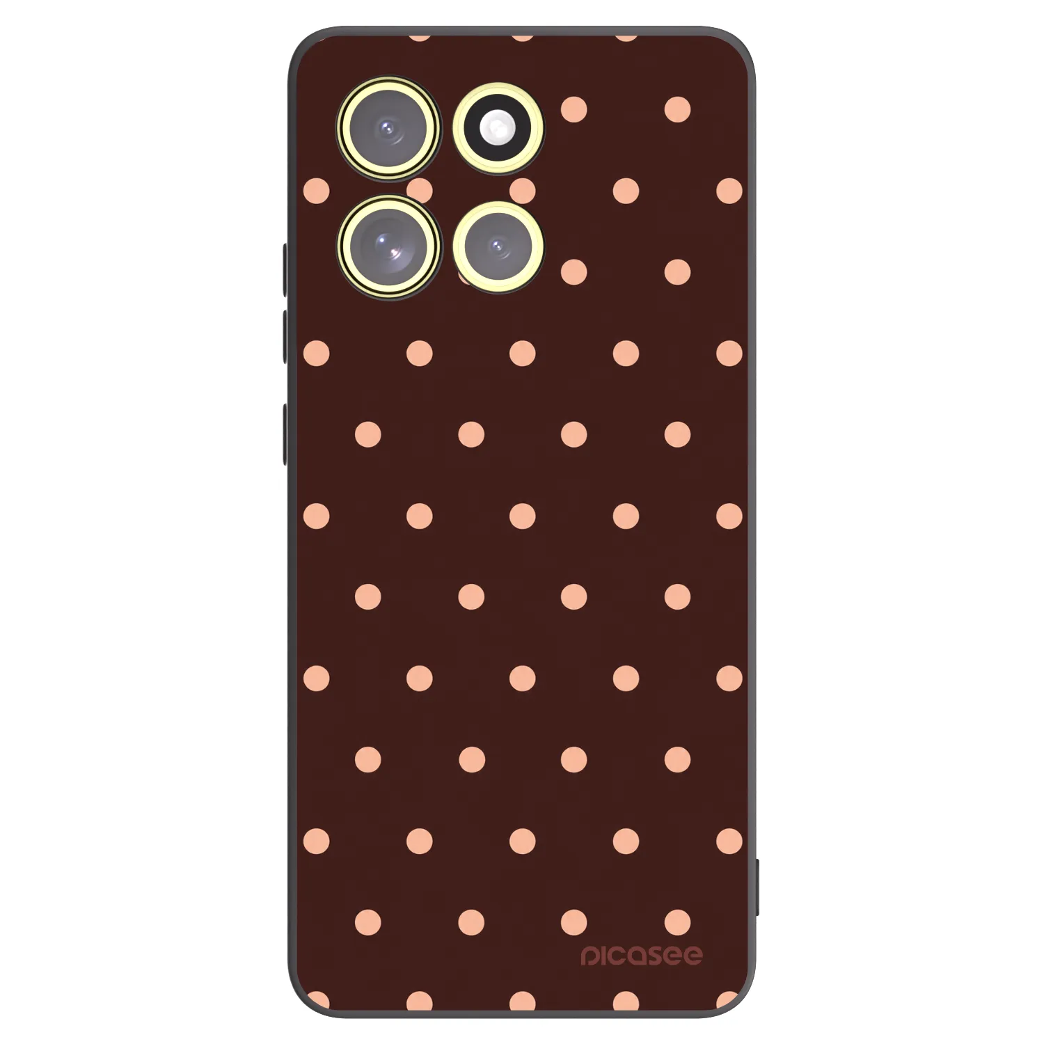 Picasee Motorola Moto G86 Power 5G Hülle - Schwarzes Silikon - Peach Dots & Chocolate