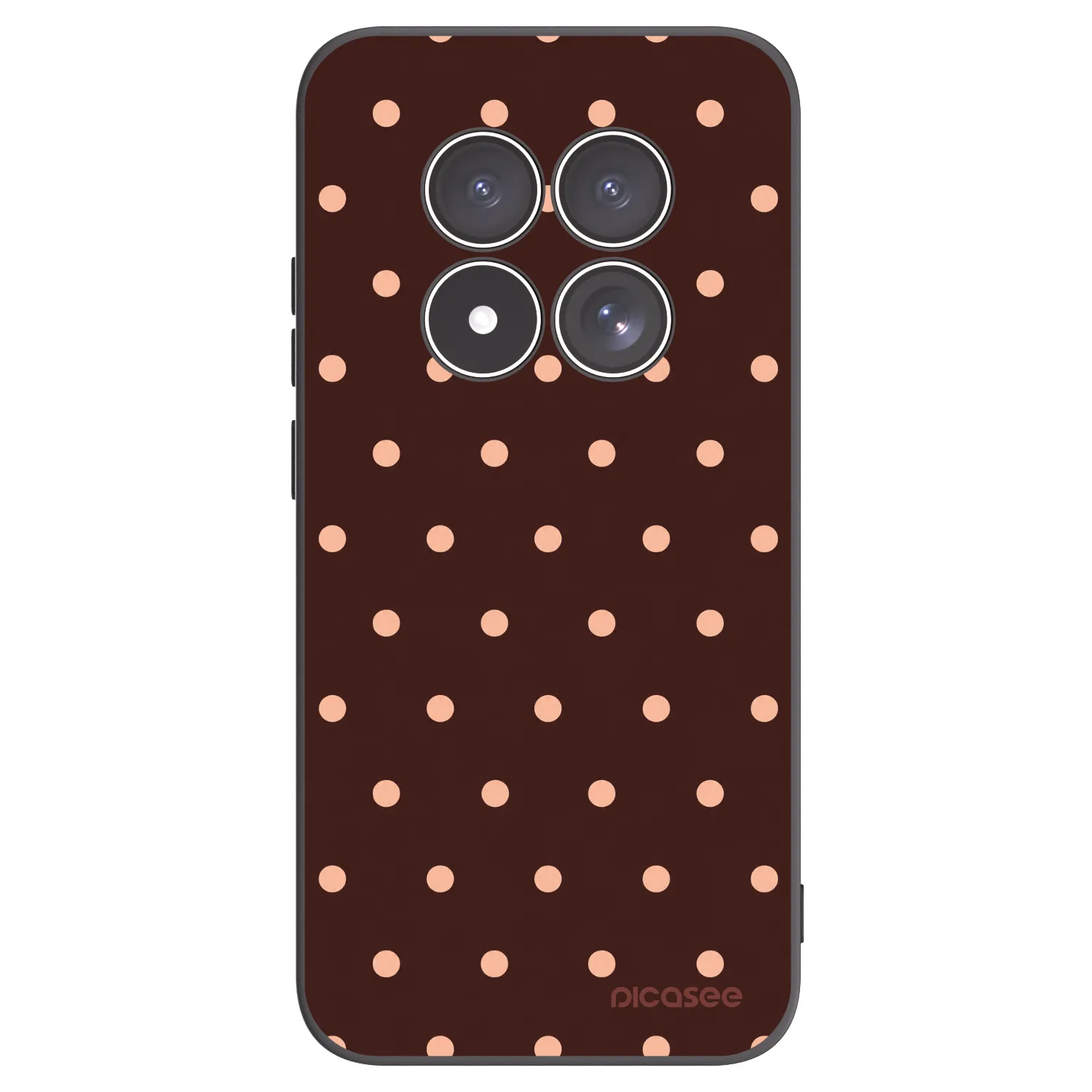 Picasee Xiaomi Redmi Note 15 Pro 5G Hülle - Schwarzes Silikon - Peach Dots & Chocolate
