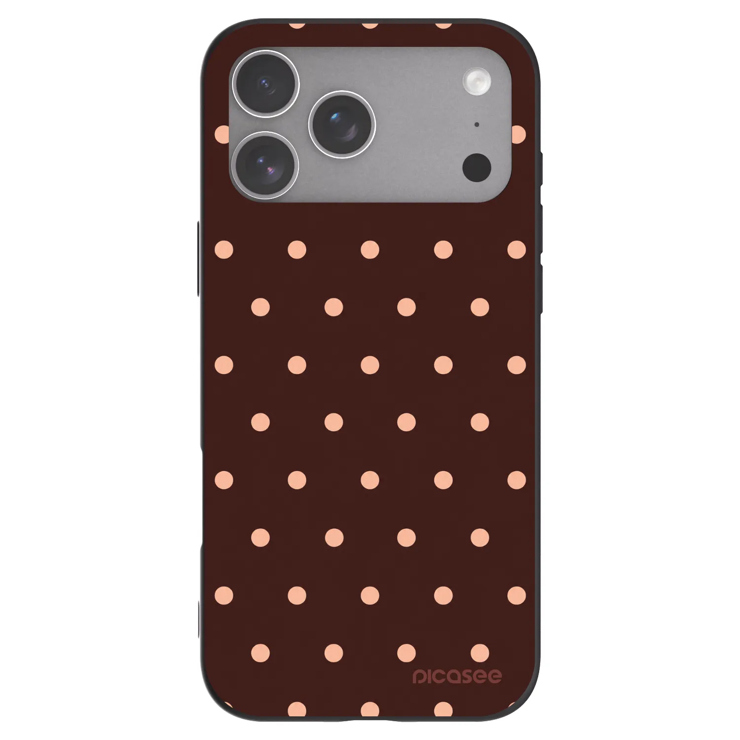 Picasee Apple iPhone 18 Pro Max Hülle - Schwarzes Silikon - Peach Dots & Chocolate