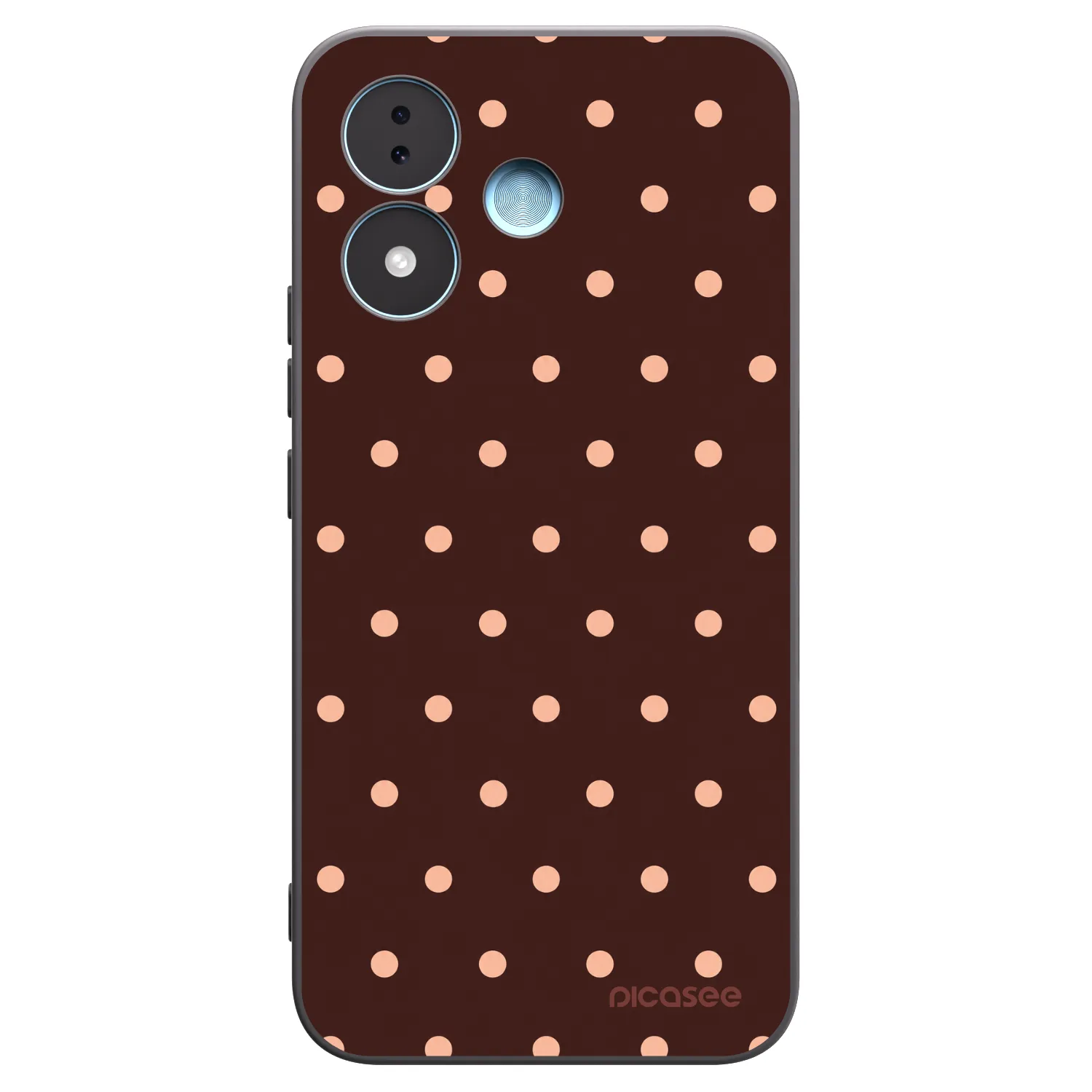 Picasee Xiaomi Redmi Note 17 5G Hülle - Schwarzes Silikon - Peach Dots & Chocolate
