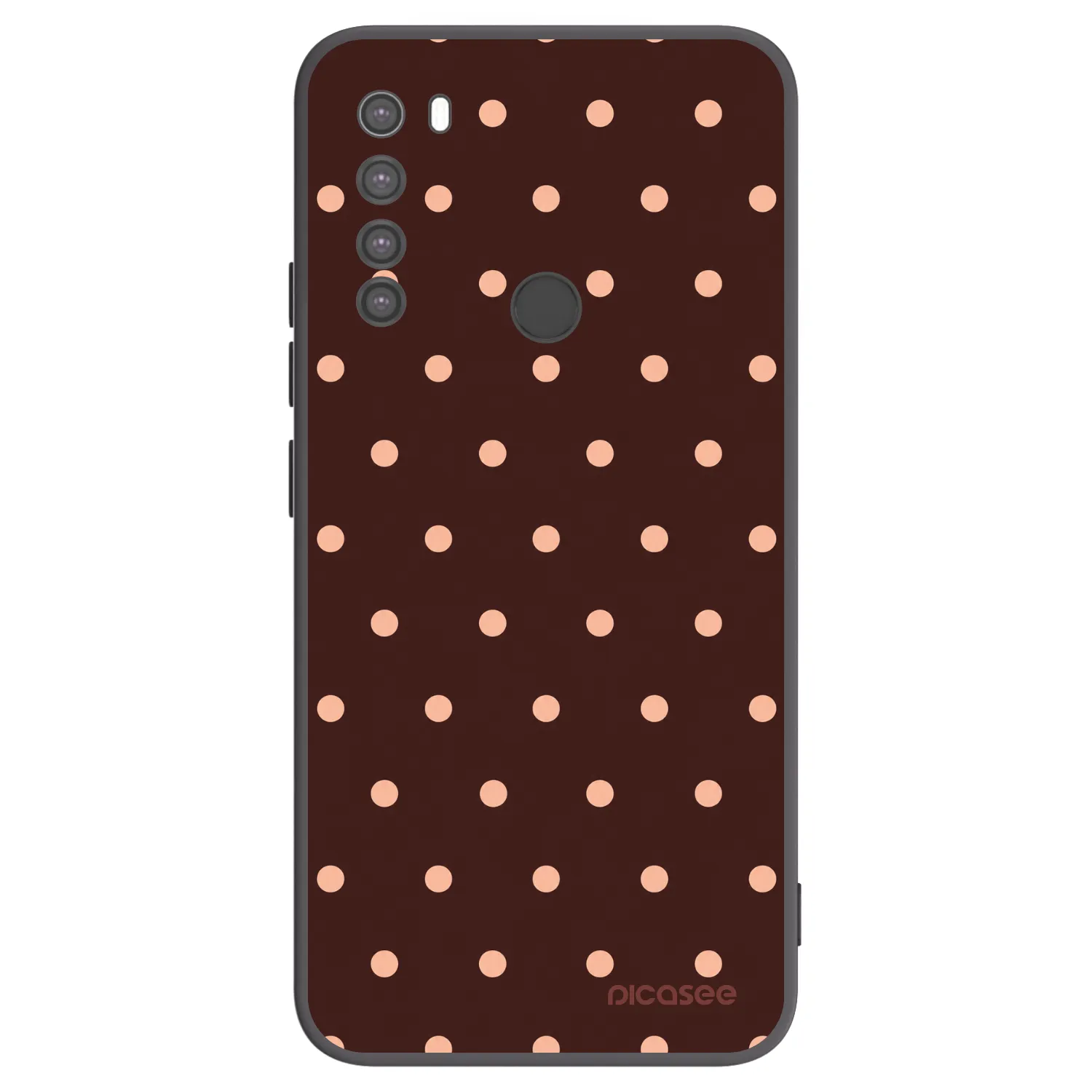 Picasee Xiaomi Redmi Note 8 Hülle - Schwarzes Silikon - Peach Dots & Chocolate