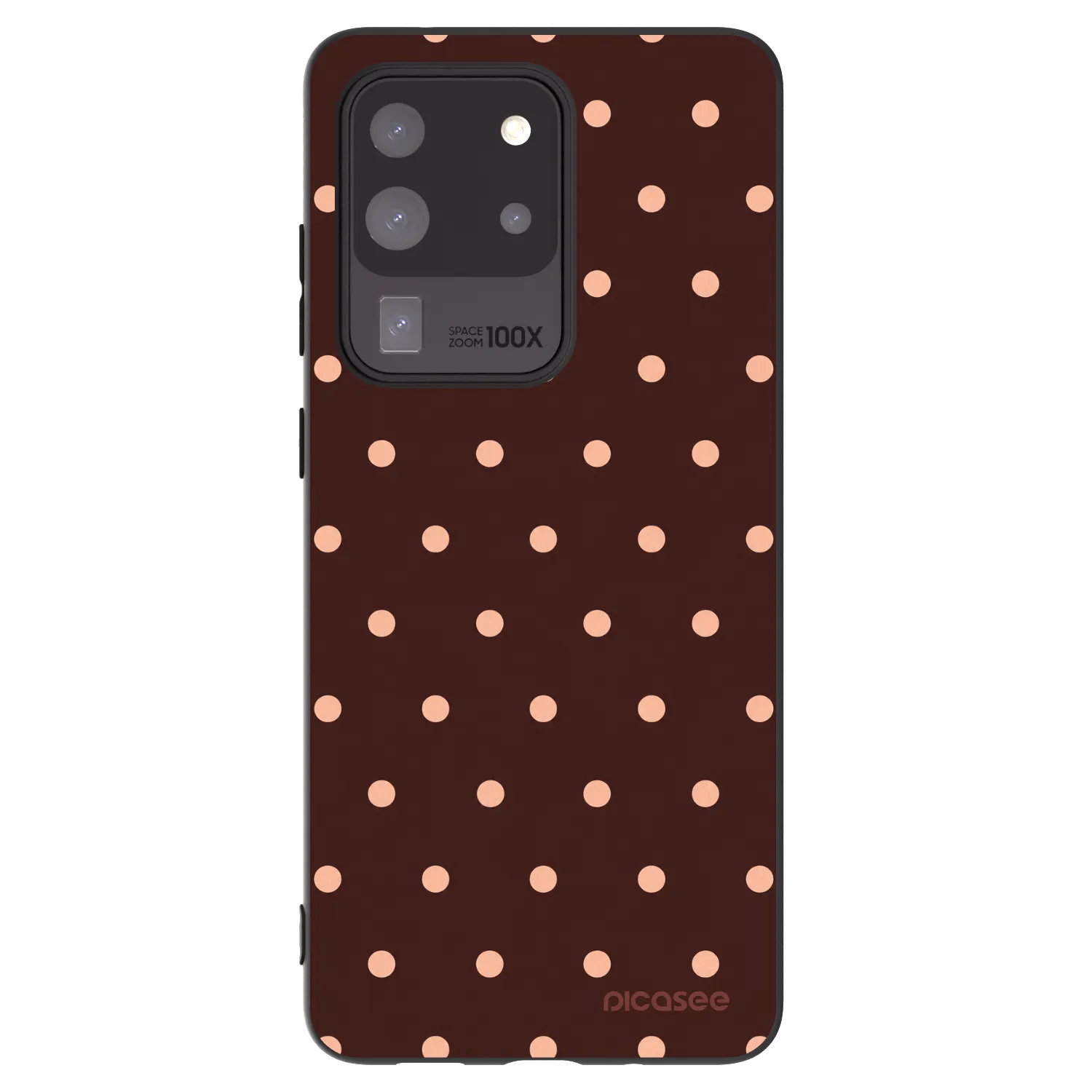 Picasee Samsung Galaxy S20 Ultra 5G G988F Hülle - Schwarzes Silikon - Peach Dots & Chocolate