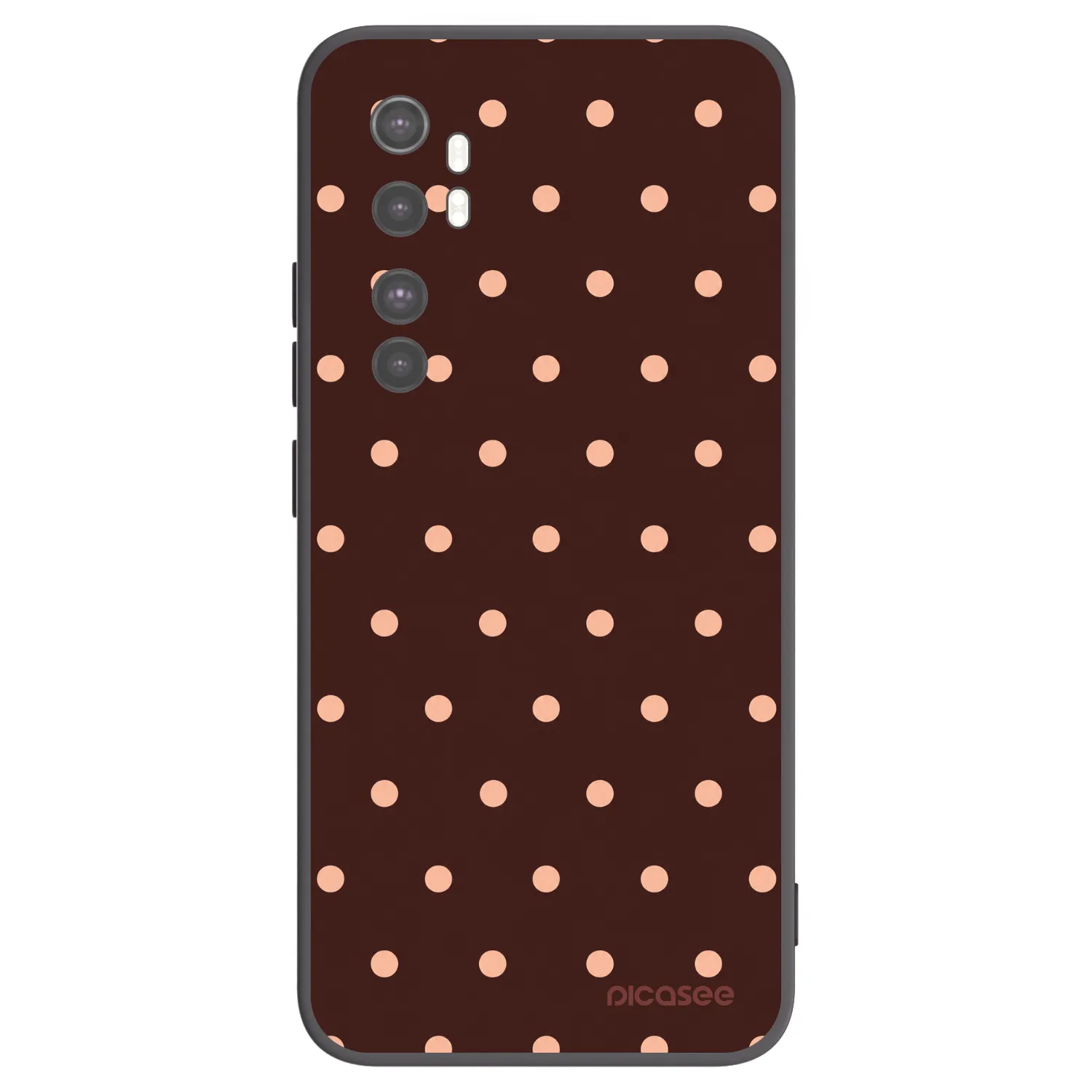 Picasee Xiaomi Mi Note 10 Lite Hülle - Schwarzes Silikon - Peach Dots & Chocolate