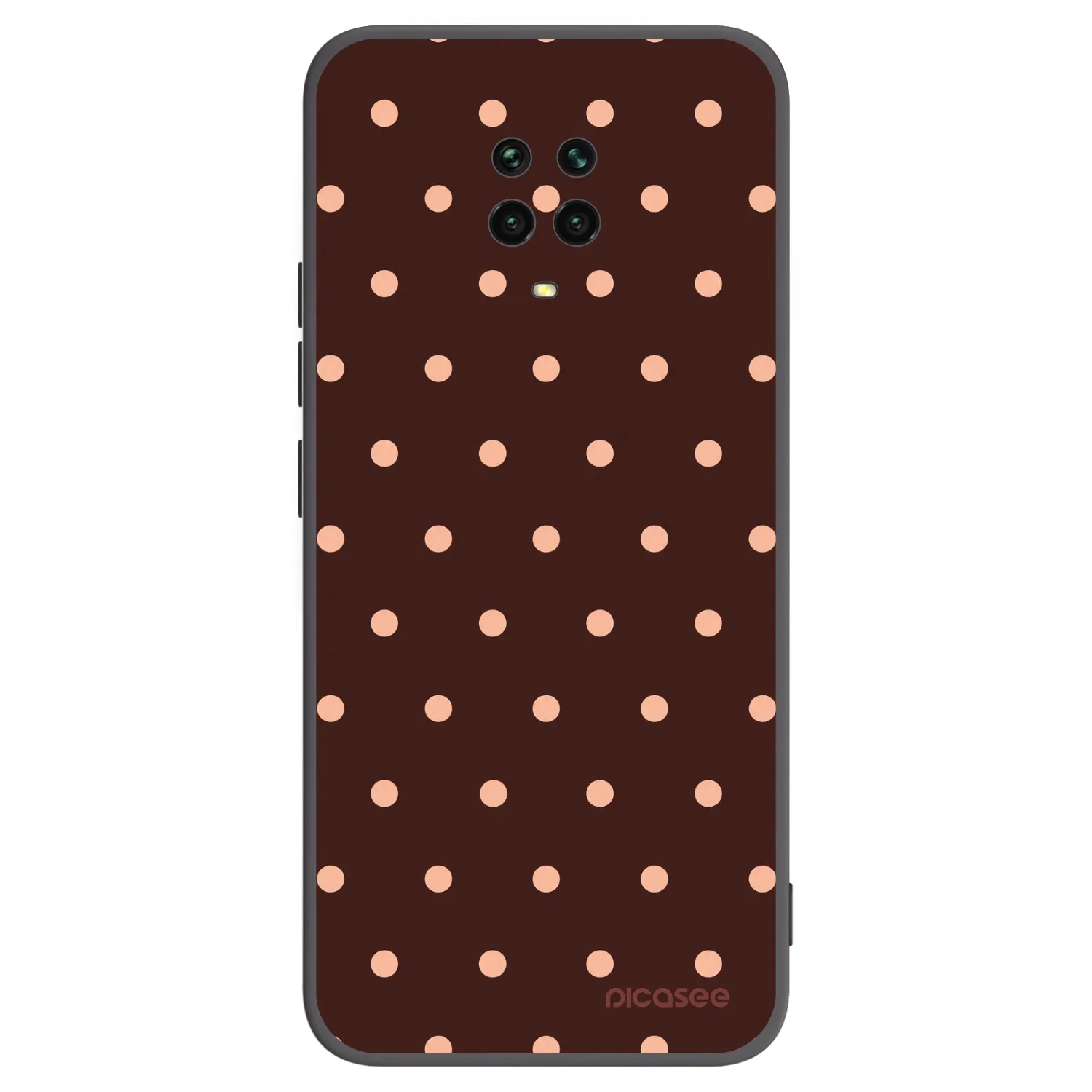 Picasee Xiaomi Redmi Note 9S Hülle - Schwarzes Silikon - Peach Dots & Chocolate