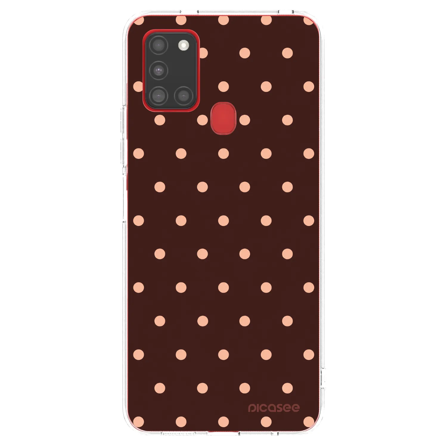 Picasee Samsung Galaxy A21s Hülle - Transparentes Silikon - Peach Dots & Chocolate