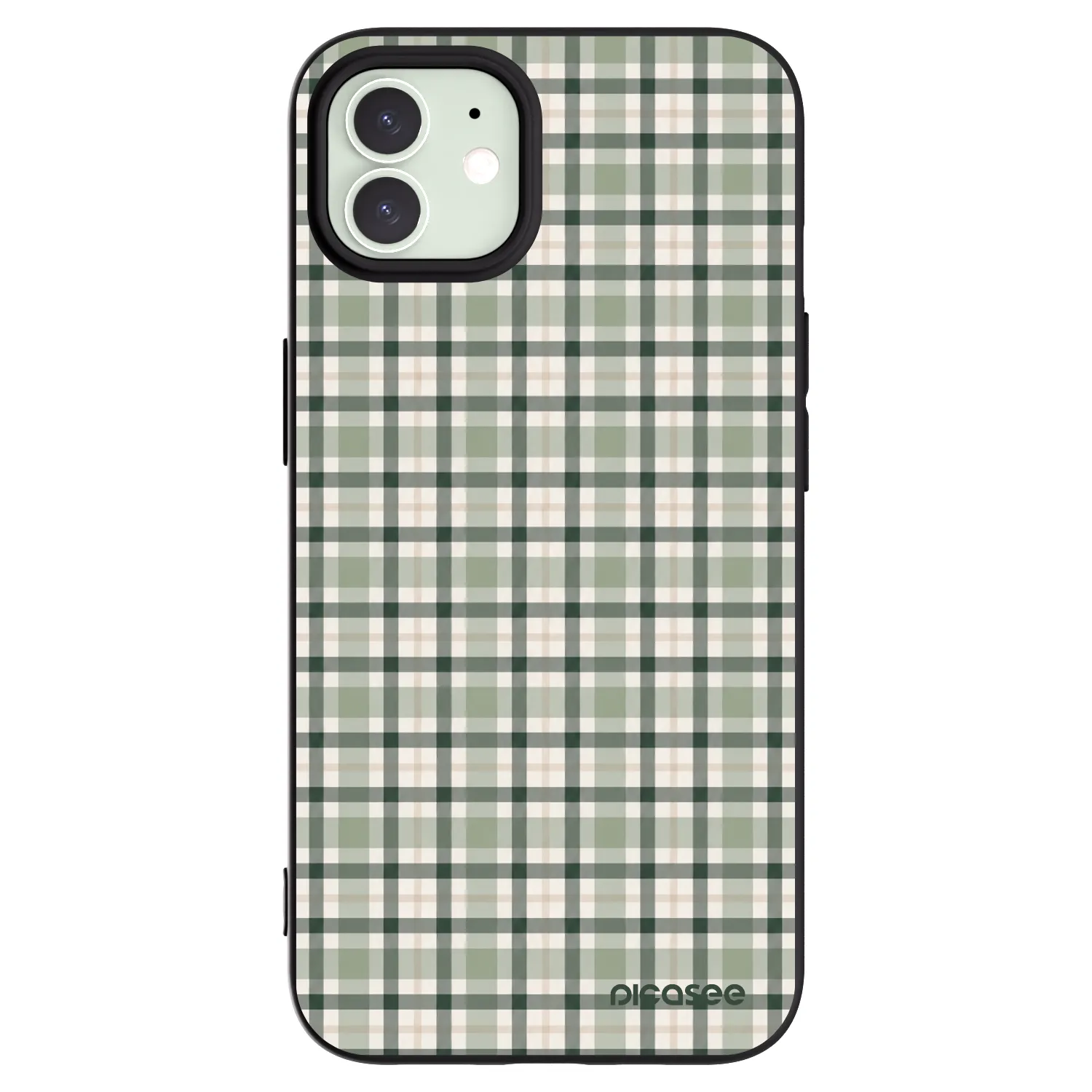 Picasee Apple iPhone 12 Hülle - Schwarzes Silikon - Sage Tartan