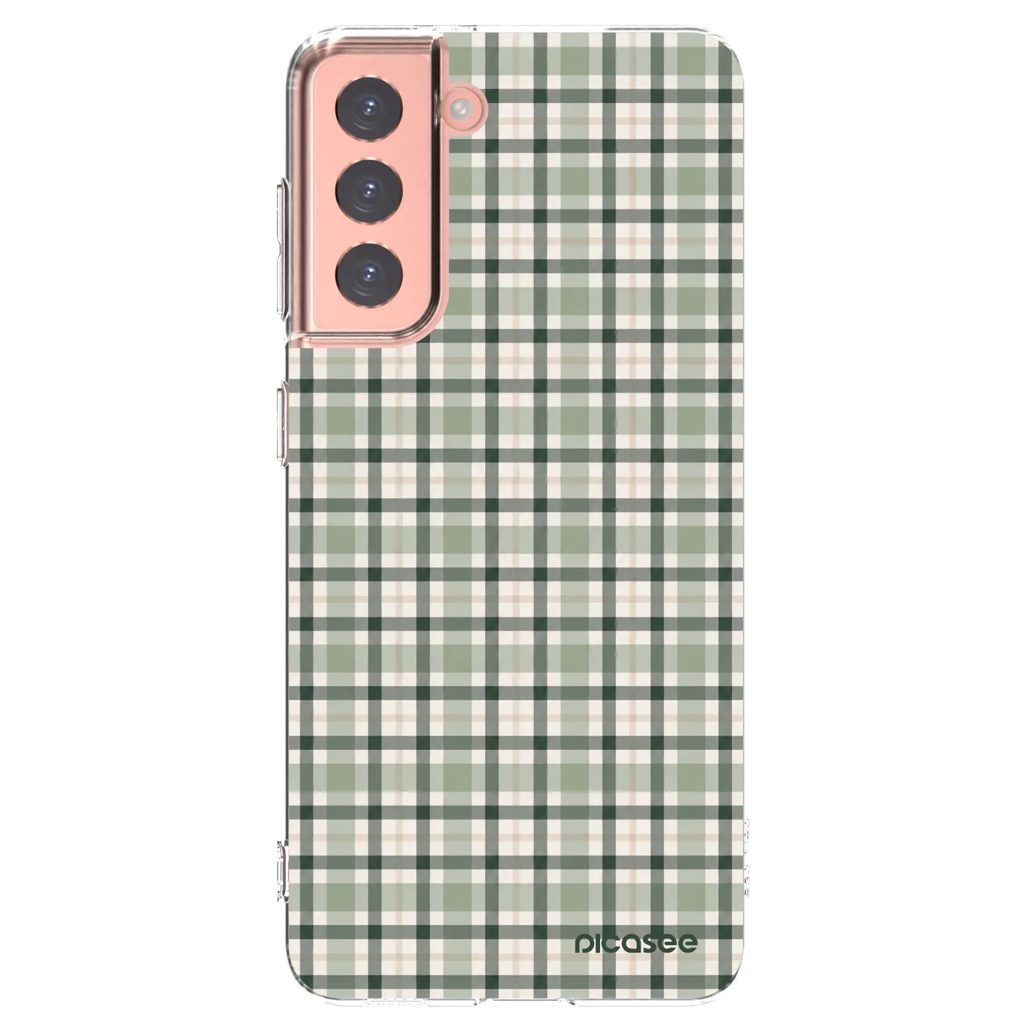 Picasee Samsung Galaxy S21 5G G991B Hülle - Transparentes Silikon - Sage Tartan