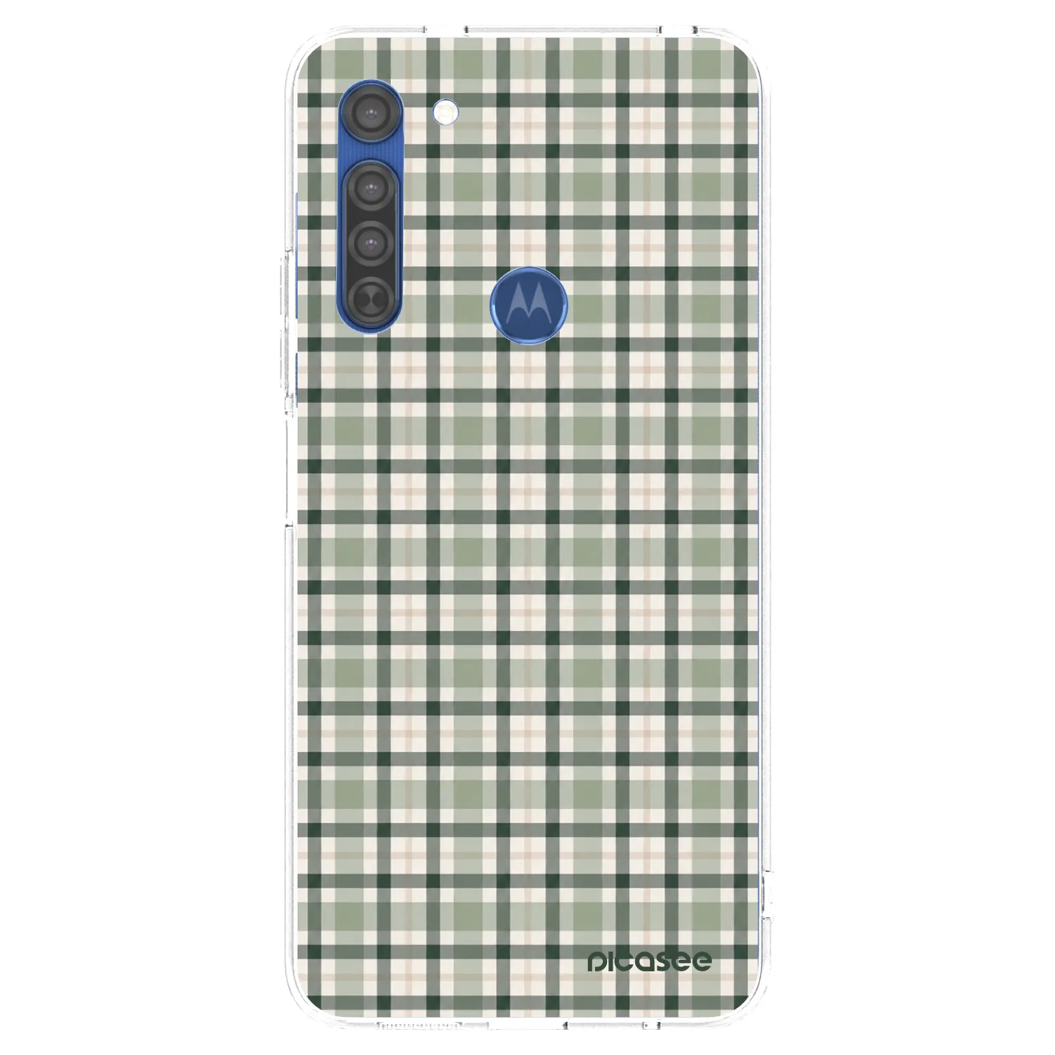 Picasee Motorola Moto G8 Hülle - Transparentes Silikon - Sage Tartan