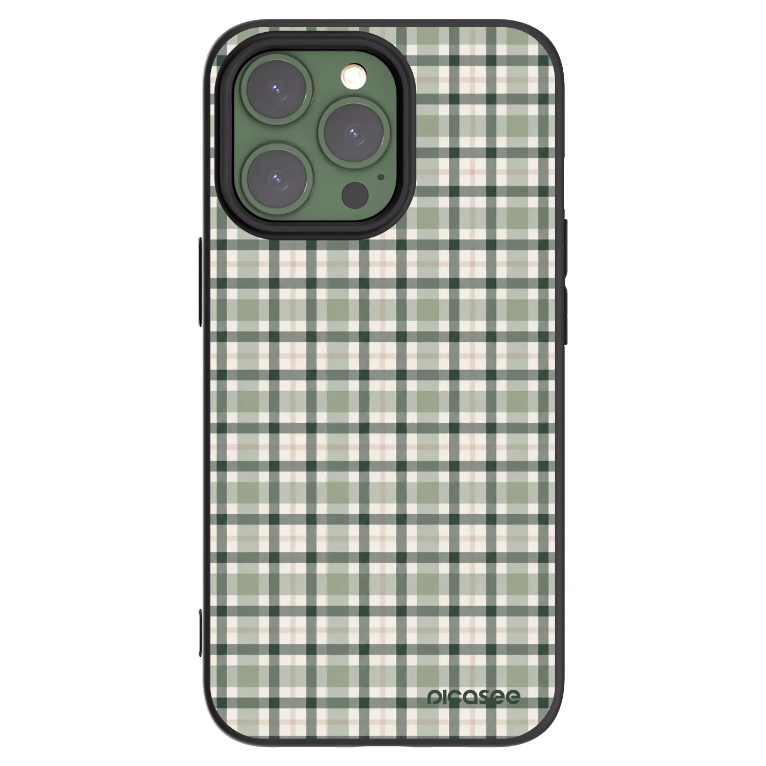 Picasee Apple iPhone 13 Pro Hülle - Schwarzes Silikon - Sage Tartan