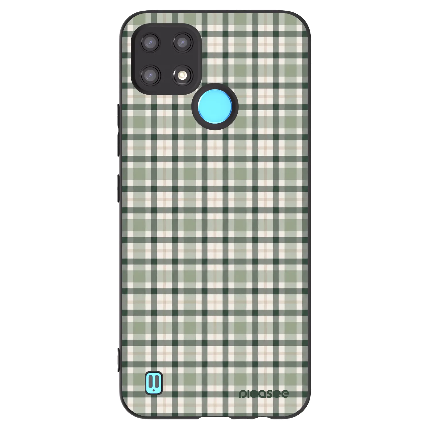 Picasee Realme C21 Hülle - Schwarzes Silikon - Sage Tartan