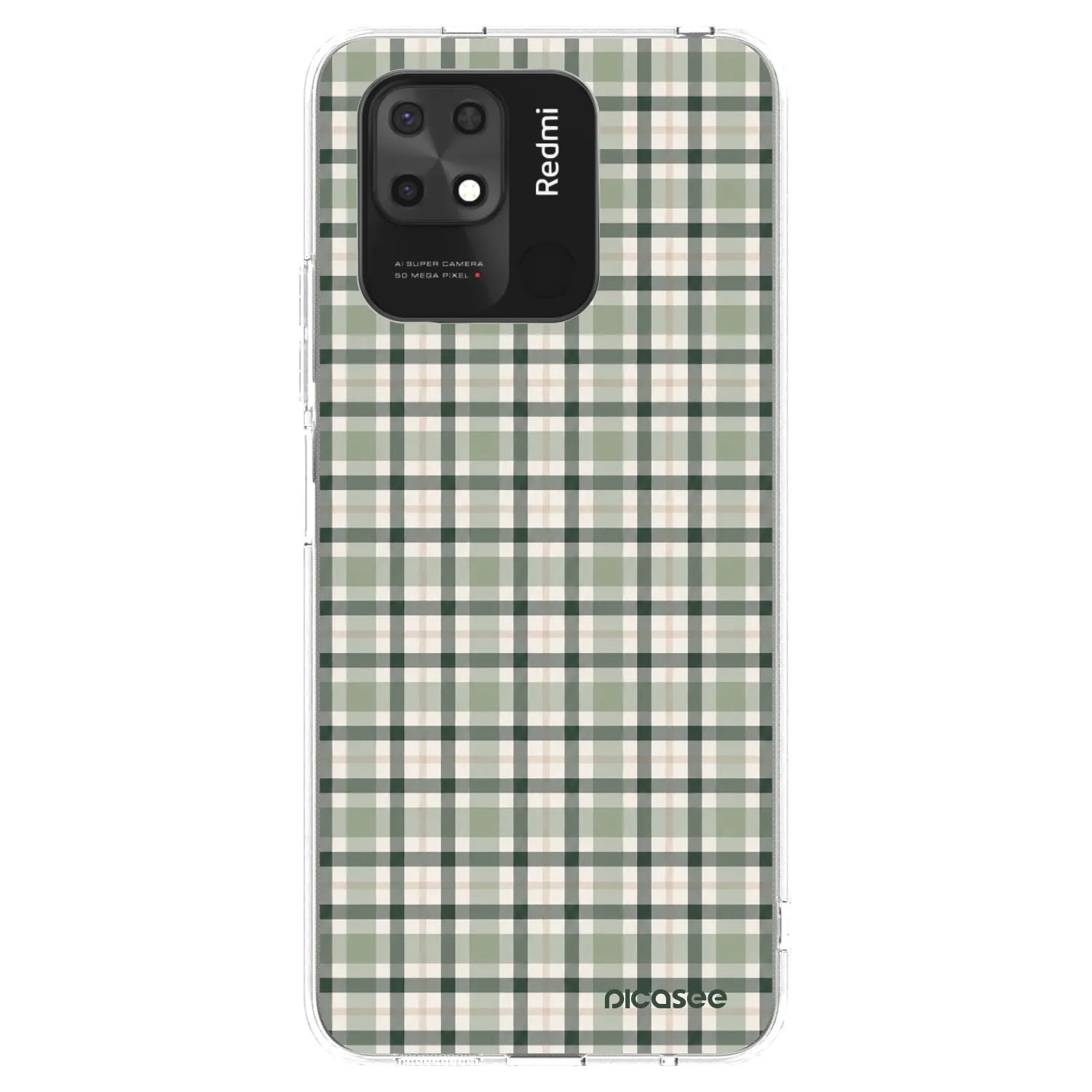 Picasee Xiaomi Redmi 10C Hülle - Transparentes Silikon - Sage Tartan