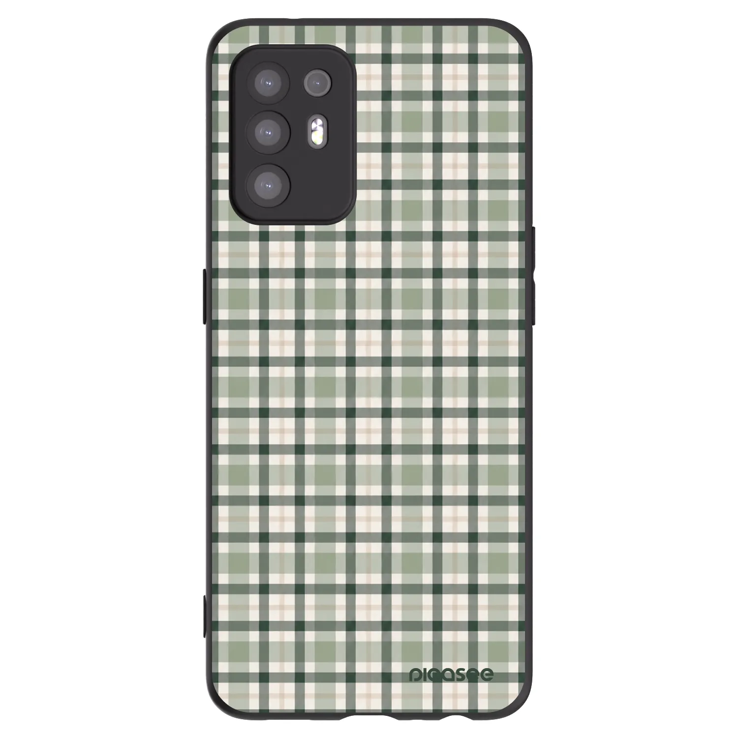 Picasee OPPO A94 5G Hülle - Schwarzes Silikon - Sage Tartan