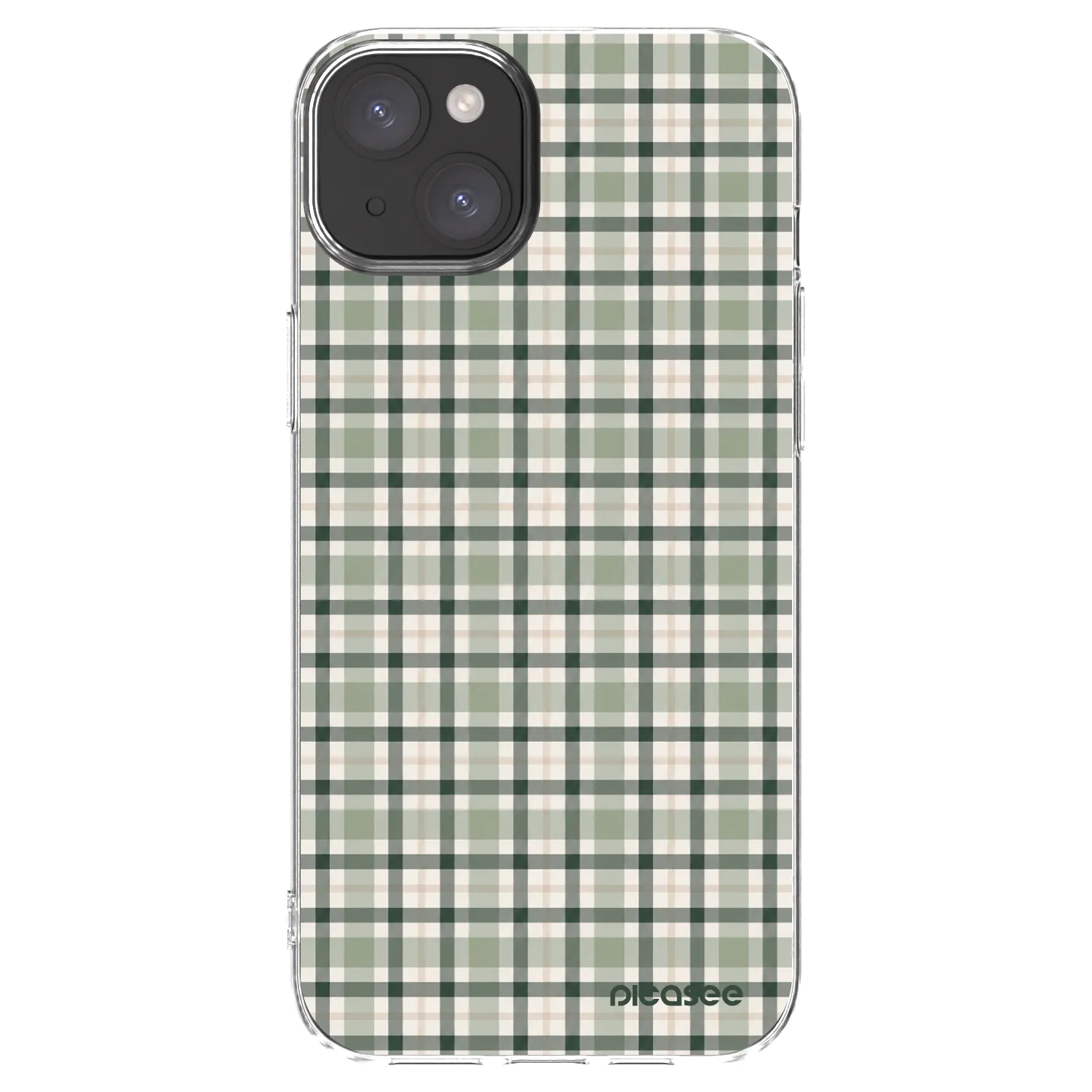 Picasee Apple iPhone 15 Plus Hülle - Transparentes Silikon - Sage Tartan