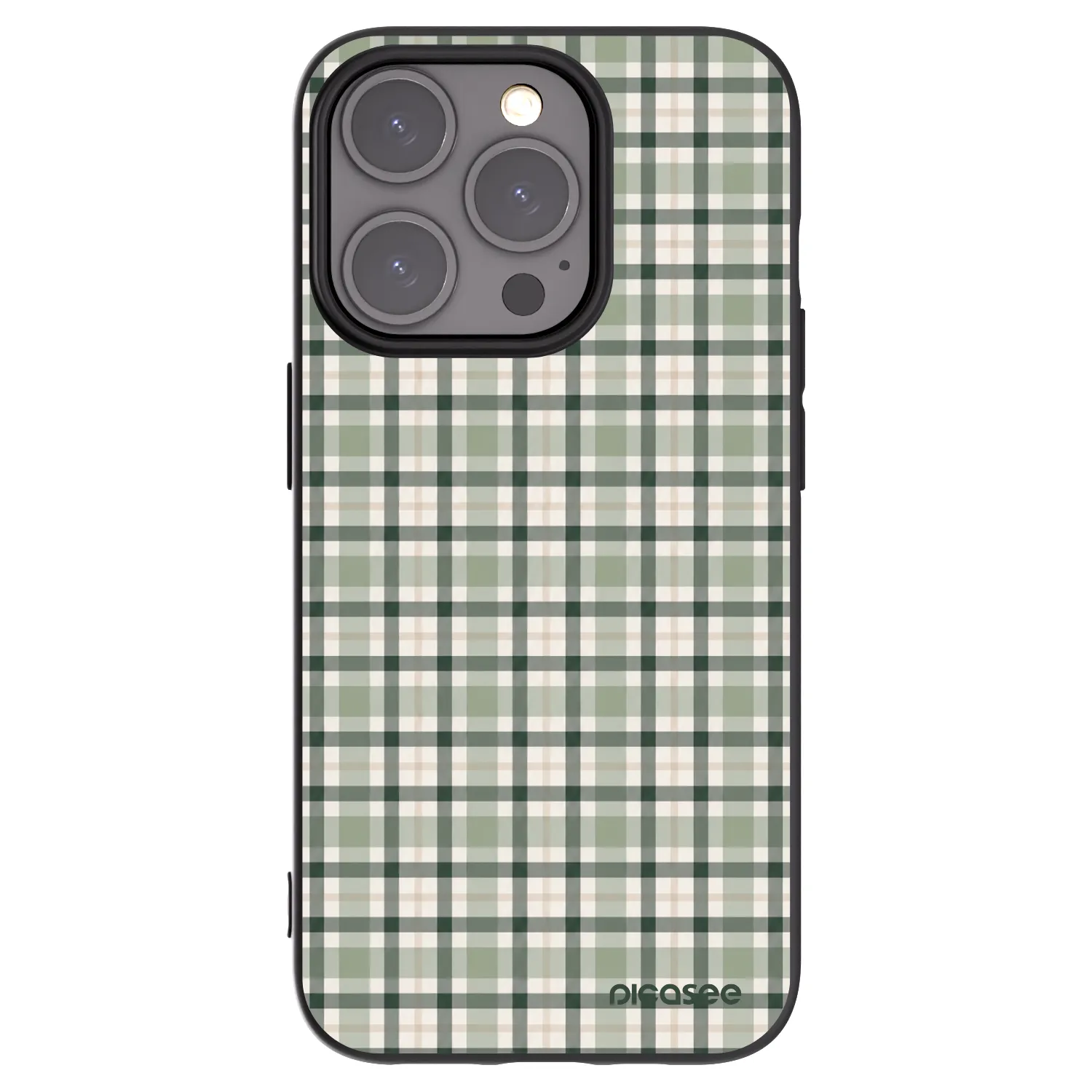 Picasee Apple iPhone 15 Pro Hülle - Schwarzes Silikon - Sage Tartan