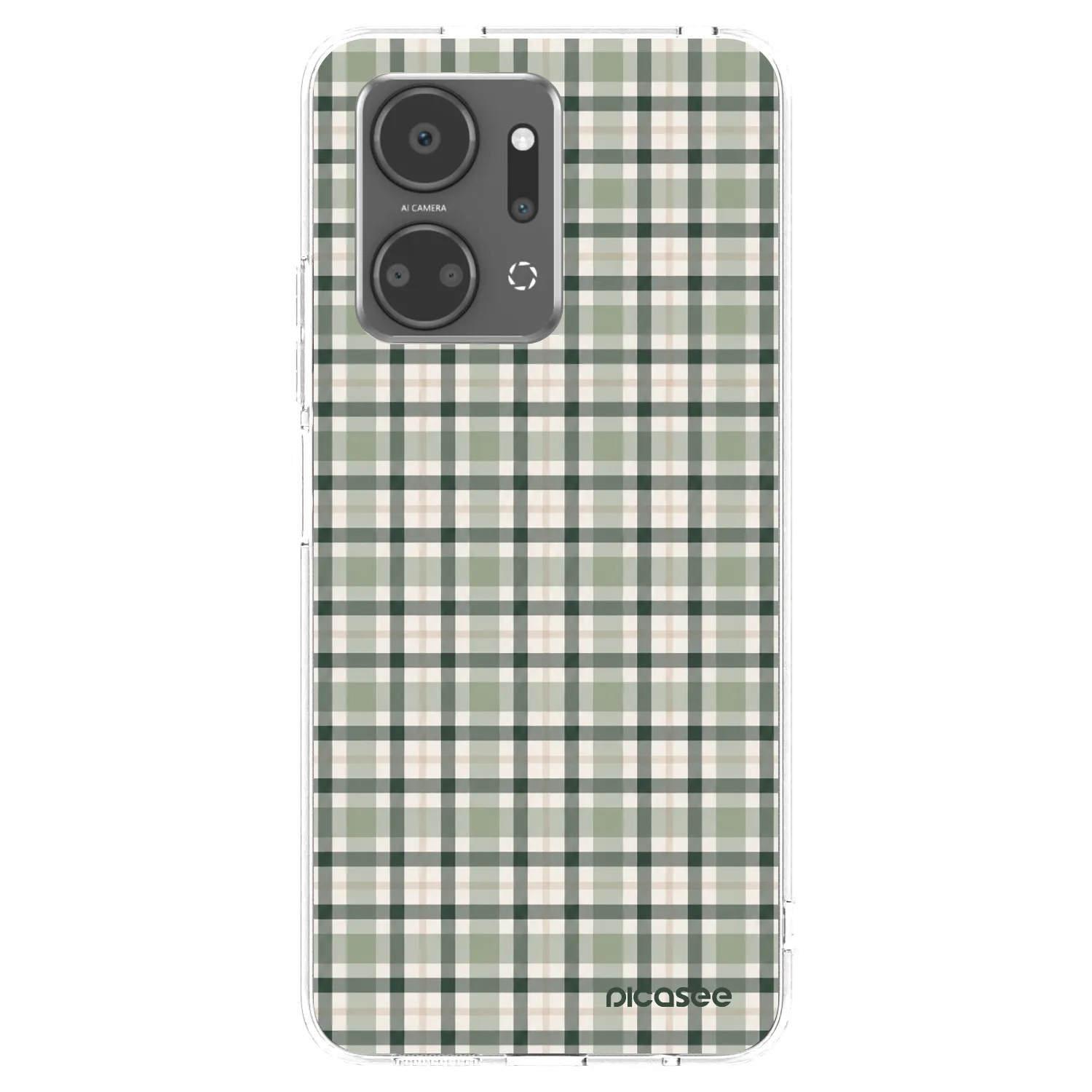 Picasee Honor X7a Hülle - Transparentes Silikon - Sage Tartan