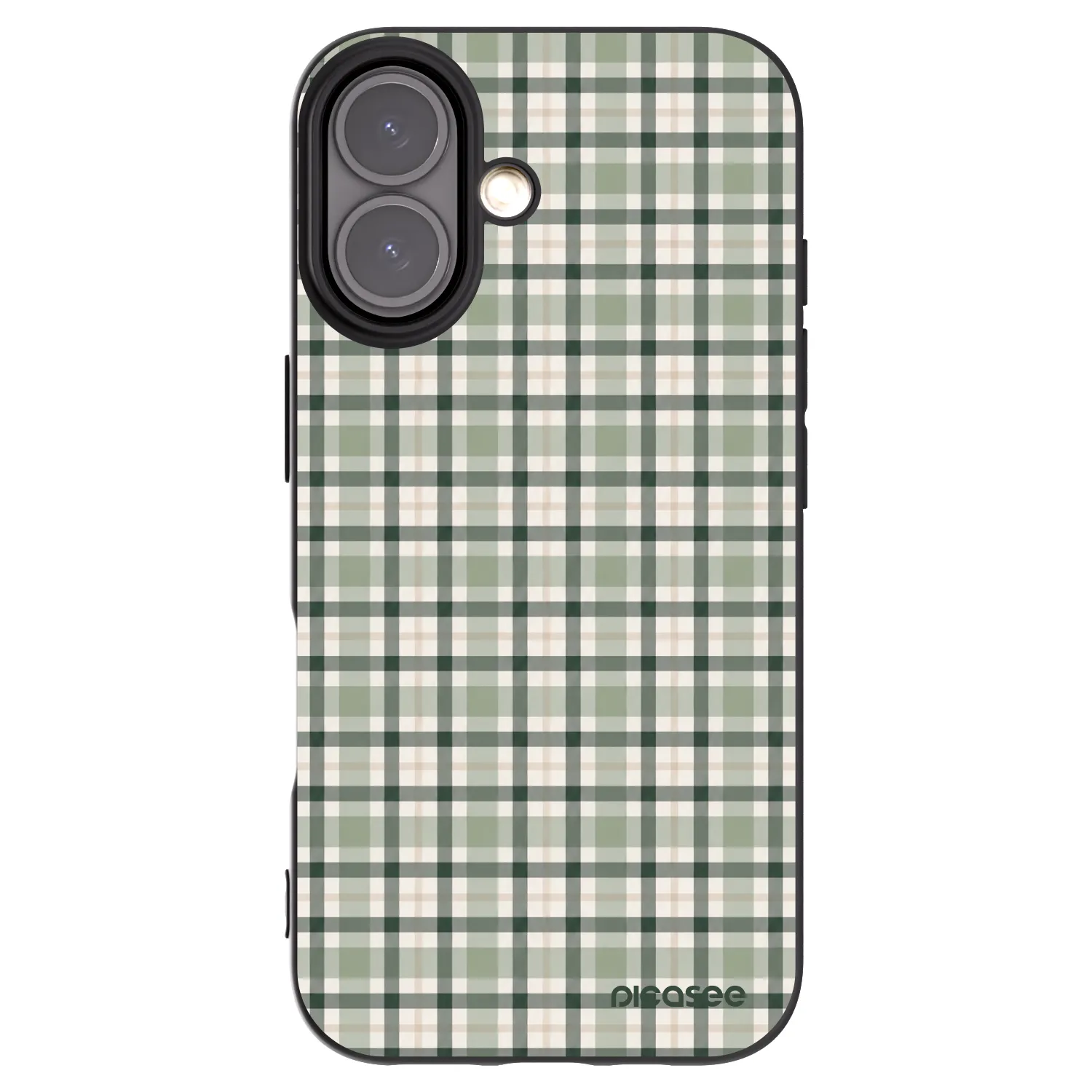 Picasee Apple iPhone 16 Hülle - Schwarzes Silikon - Sage Tartan