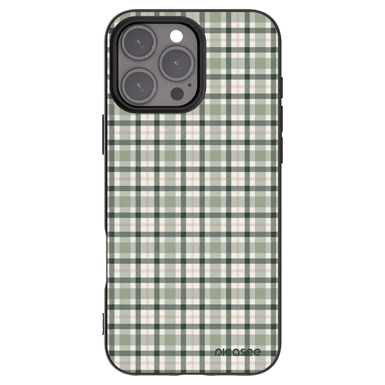 Picasee Apple iPhone 16 Pro Max Hülle - Schwarzes Silikon - Sage Tartan