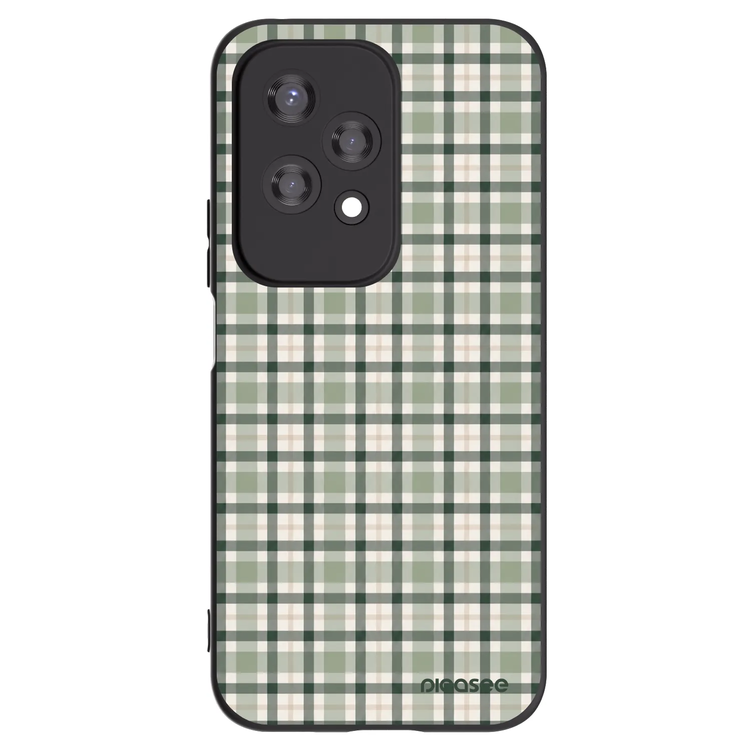 Picasee Honor 200 Lite Hülle - Schwarzes Silikon - Sage Tartan
