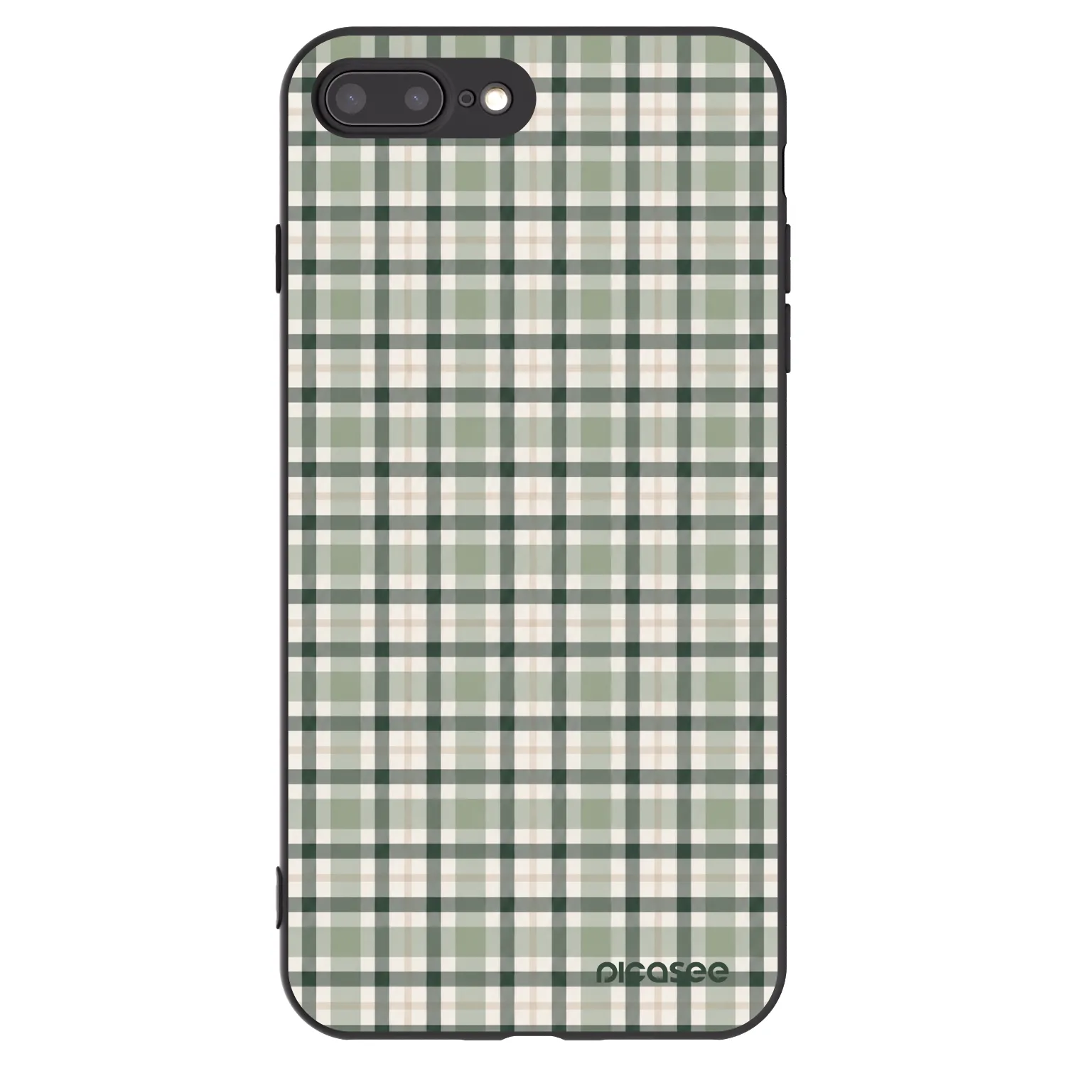 Picasee Apple iPhone 8 Plus Hülle - Schwarzes Silikon - Sage Tartan