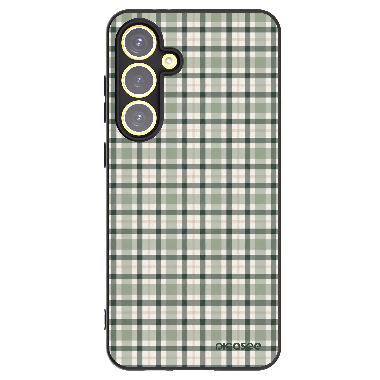 Picasee Samsung Galaxy S24 FE S721B Hülle - Schwarzes Silikon - Sage Tartan