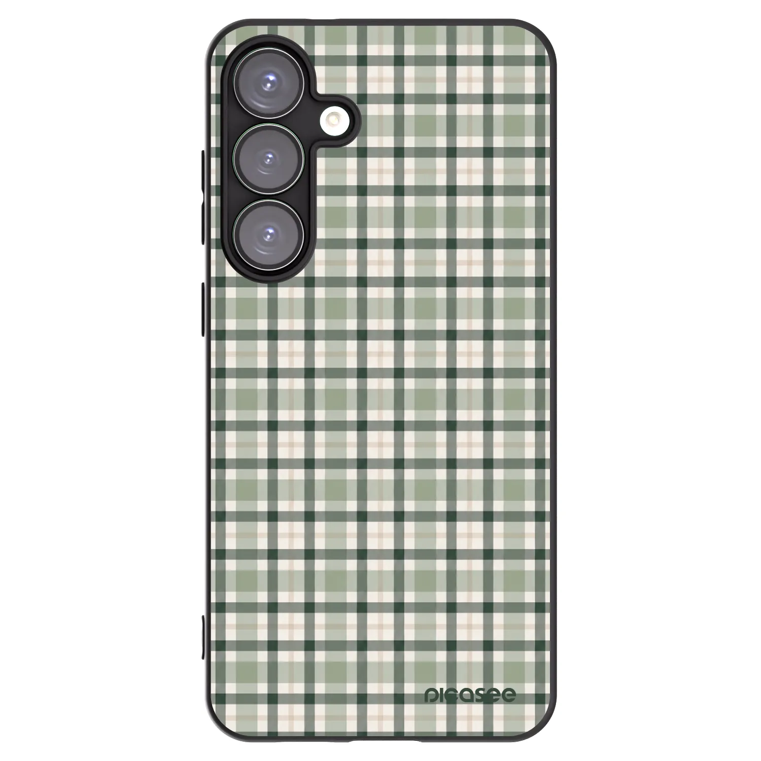 Picasee Samsung Galaxy S25+ 5G Hülle - Schwarzes Silikon - Sage Tartan