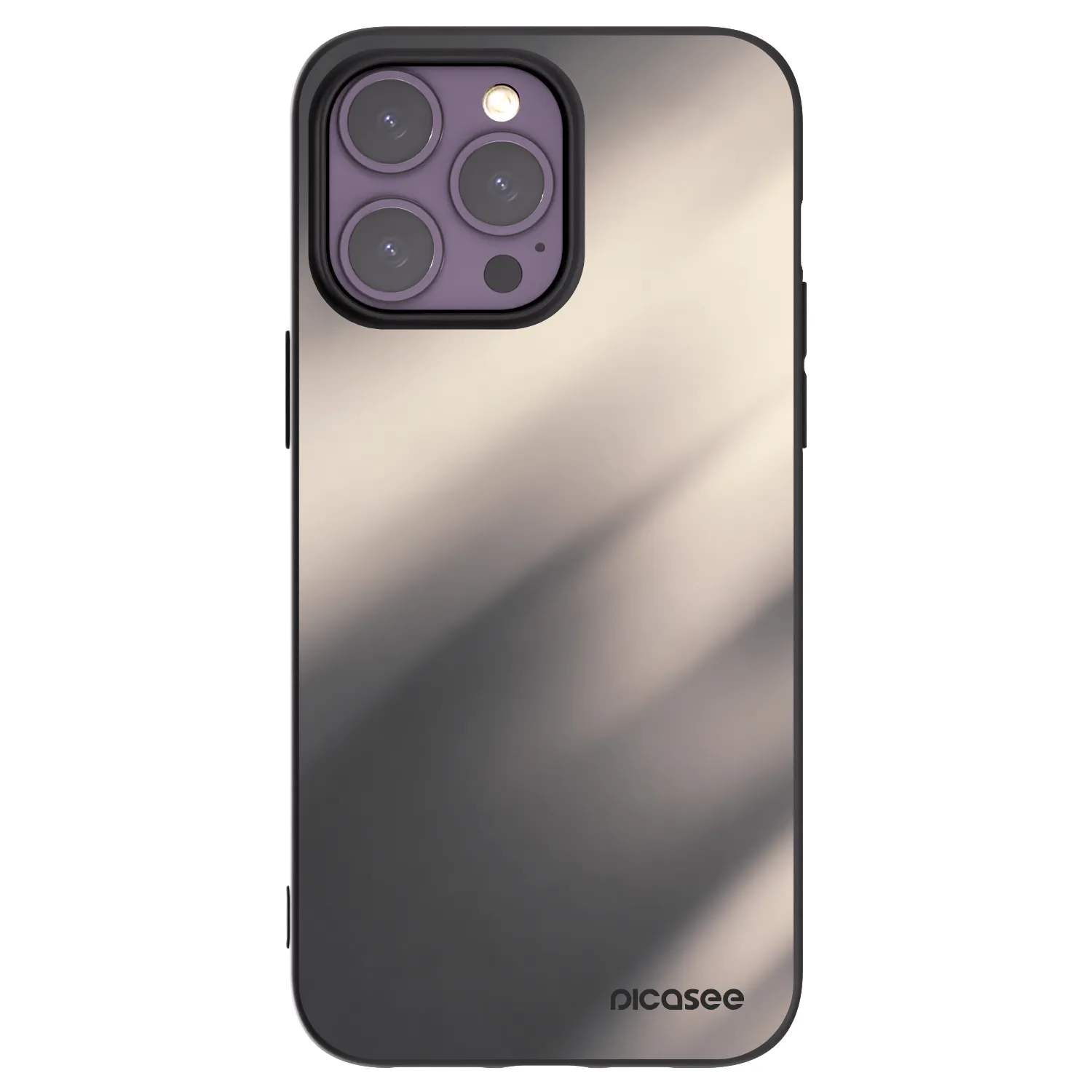 Picasee Apple iPhone 14 Pro Max Hülle - Schwarzes Silikon - Smoky Beige