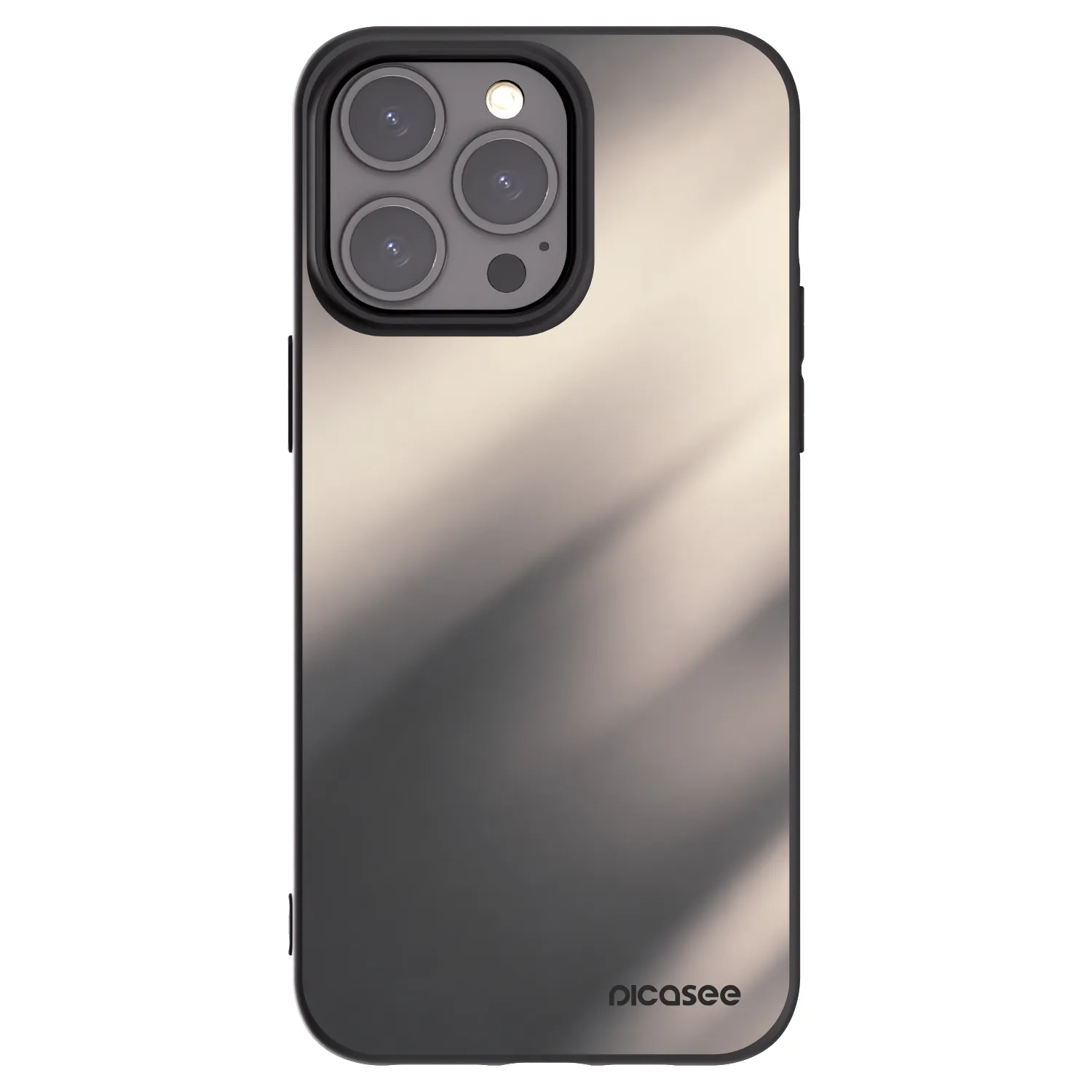 Picasee Apple iPhone 15 Pro Max Hülle - Schwarzes Silikon - Smoky Beige