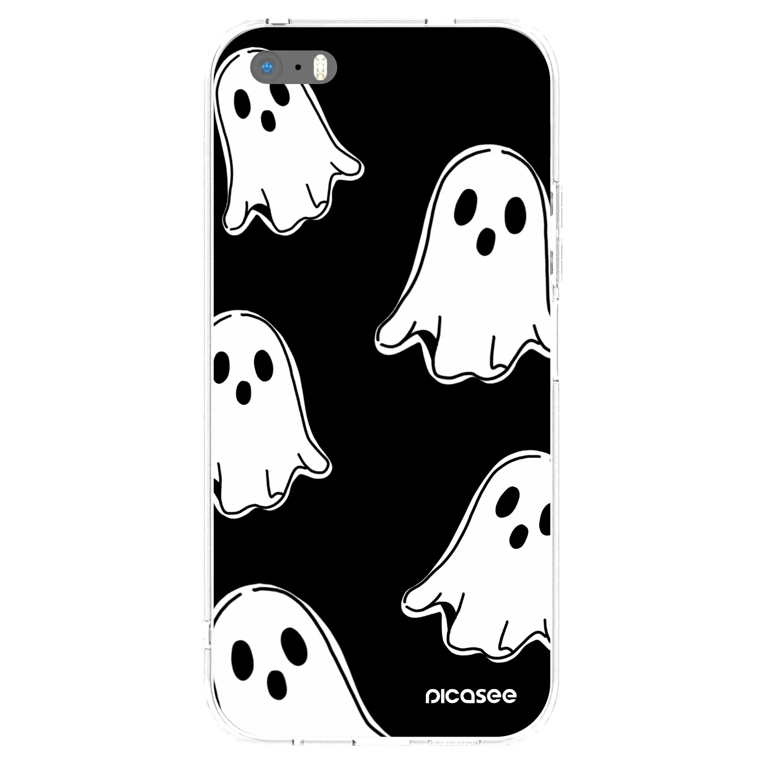 Picasee Apple iPhone 5/5S/SE Hülle - Transparentes Silikon - Black ghosts