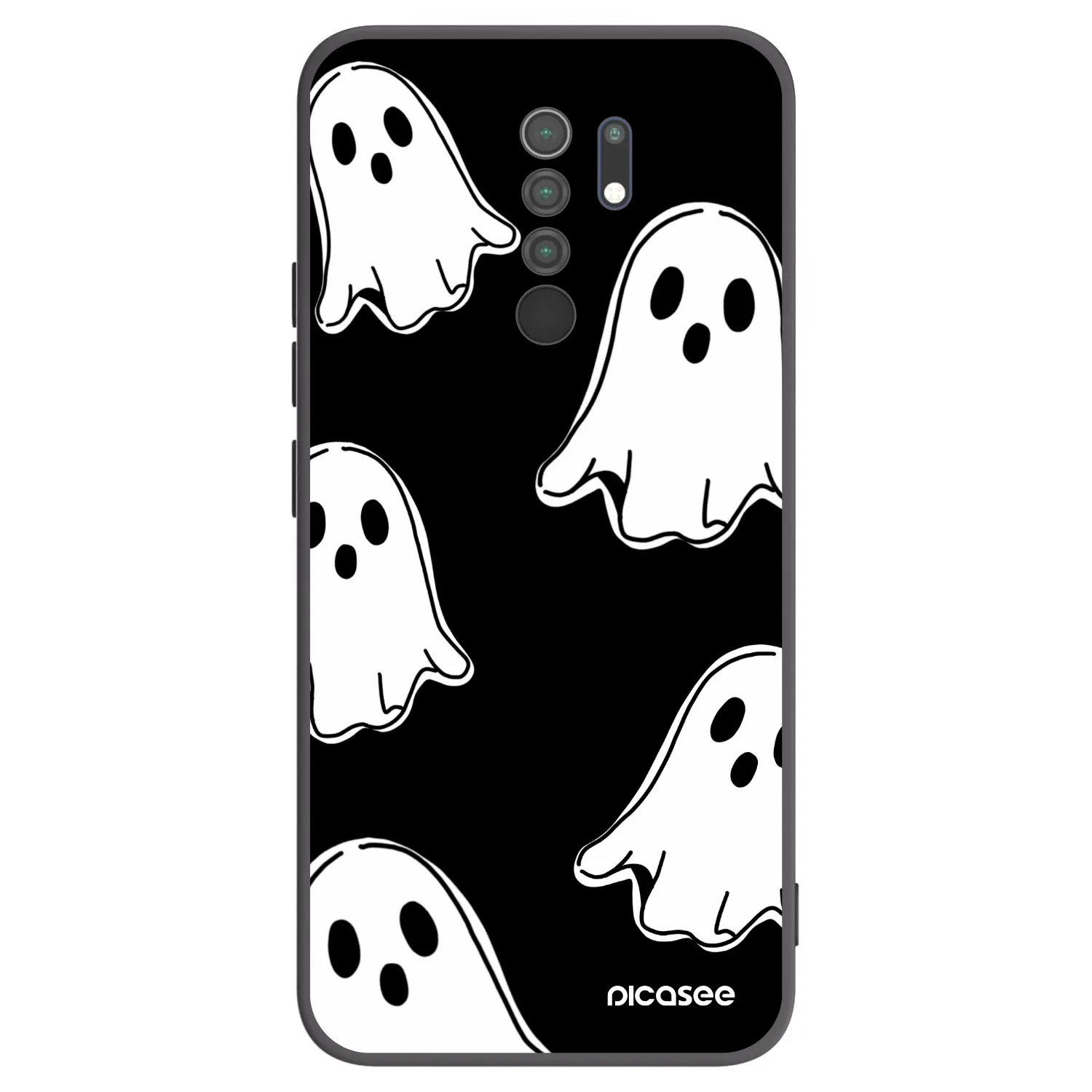 Picasee Xiaomi Redmi 9 Hülle - Schwarzes Silikon - Black ghosts
