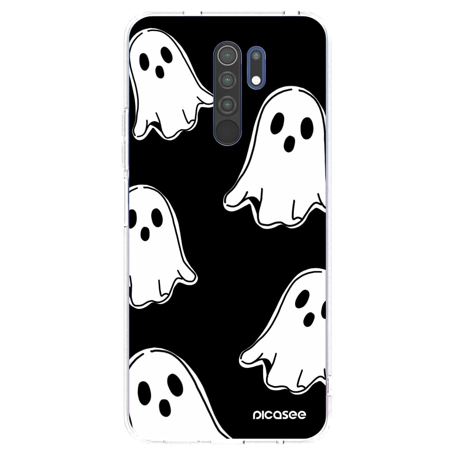 Picasee Xiaomi Redmi 9 Hülle - Transparentes Silikon - Black ghosts