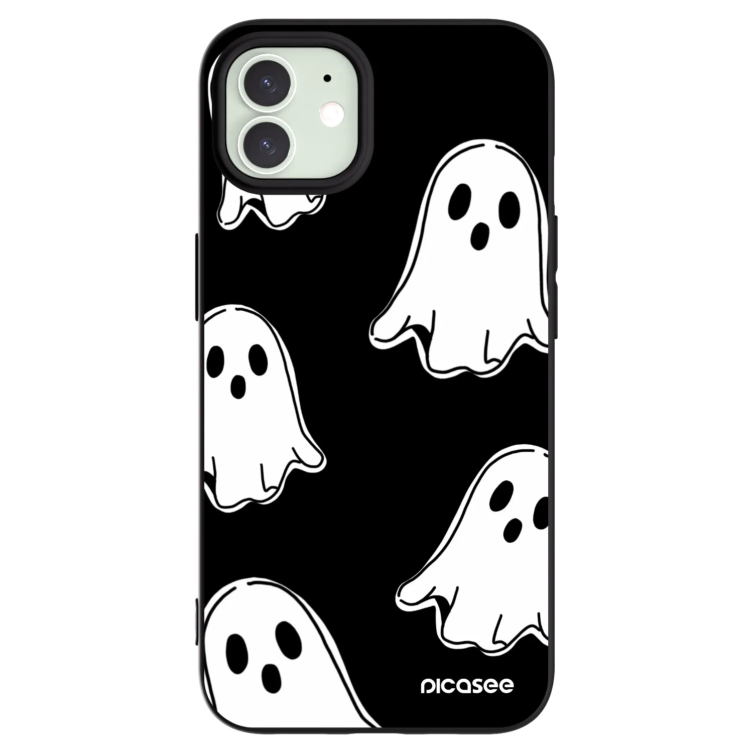 Picasee Apple iPhone 12 Pro Hülle - Schwarzes Silikon - Black ghosts