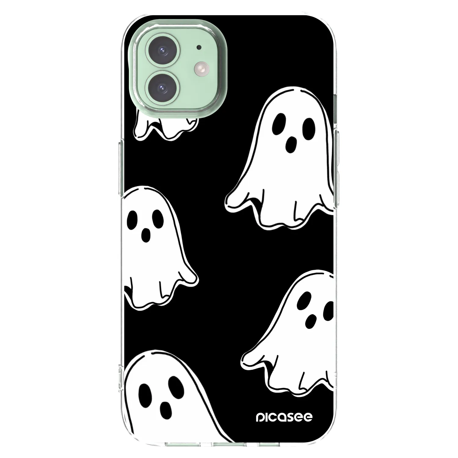 Picasee Apple iPhone 12 Pro Hülle - Transparentes Silikon - Black ghosts