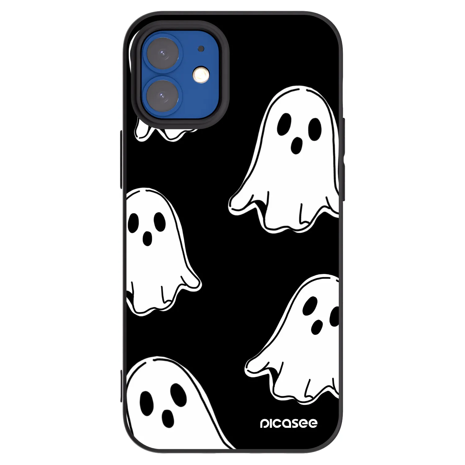 Picasee Apple iPhone 12 mini Hülle - Schwarzes Silikon - Black ghosts