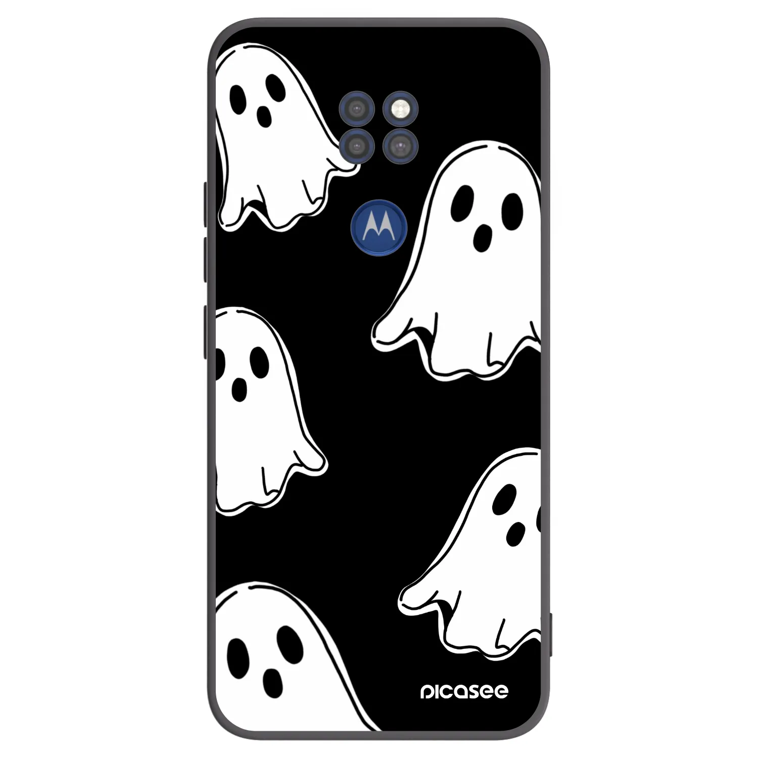 Picasee Motorola Moto G9 Play Hülle - Schwarzes Silikon - Black ghosts