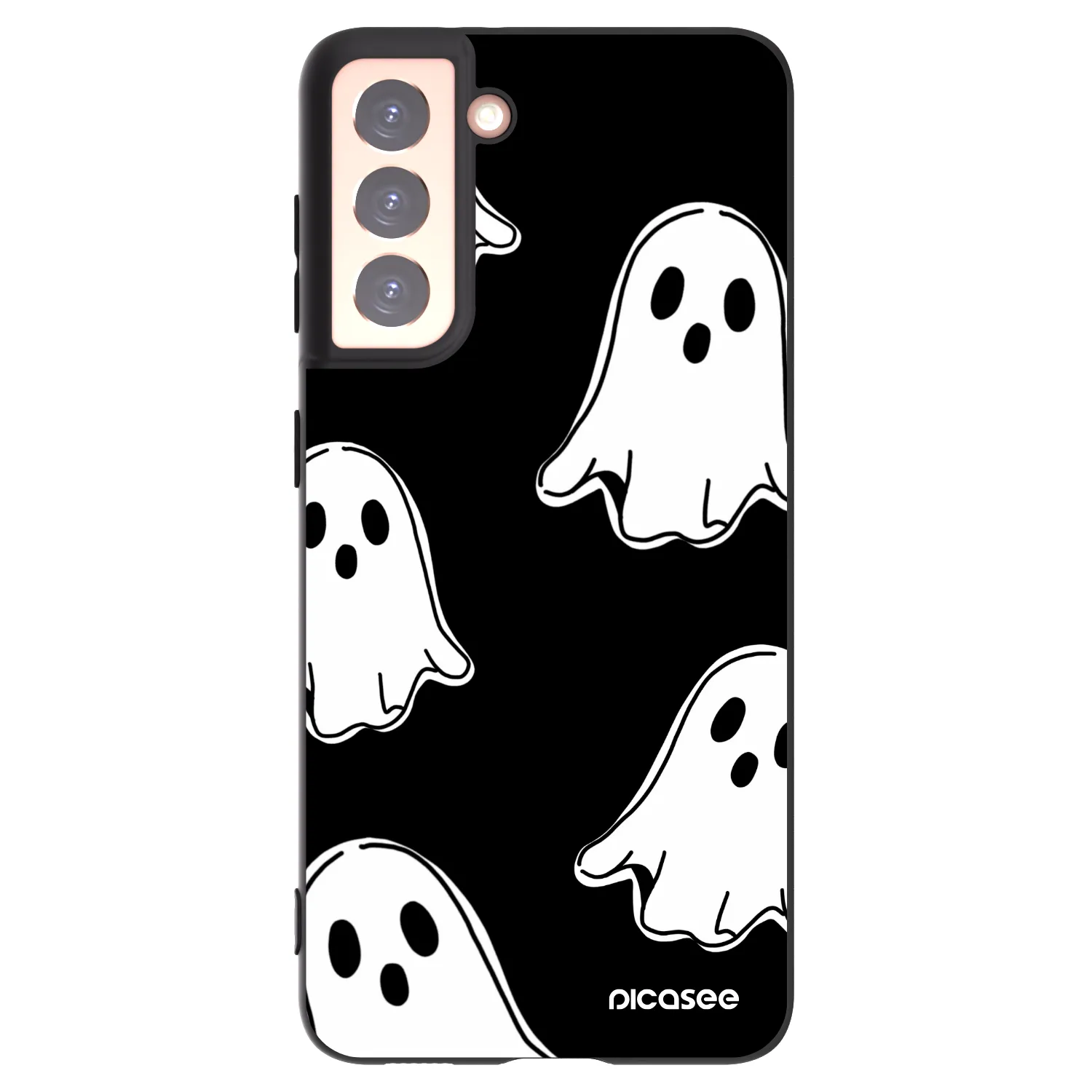 Picasee Samsung Galaxy S21 5G G991B Hülle - Schwarzes Silikon - Black ghosts