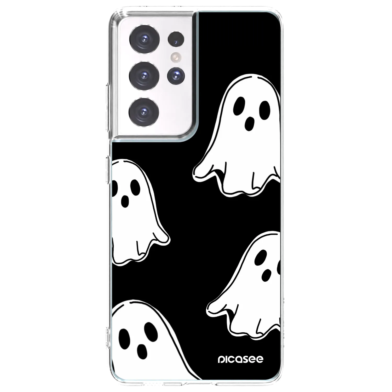 Picasee Samsung Galaxy S21 Ultra 5G G998B Hülle - Transparentes Silikon - Black ghosts