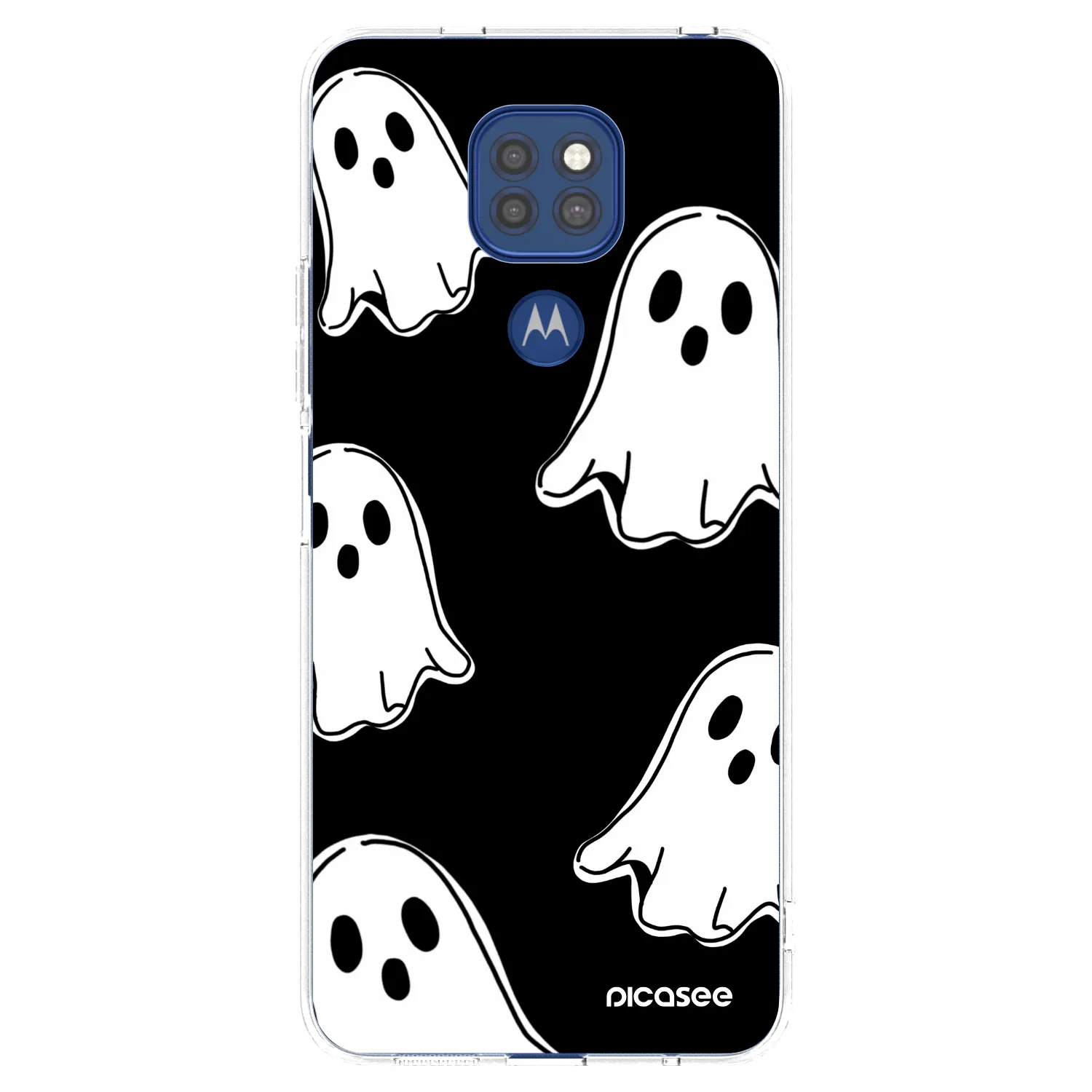 Picasee Motorola Moto G9 Play Hülle - Transparentes Silikon - Black ghosts