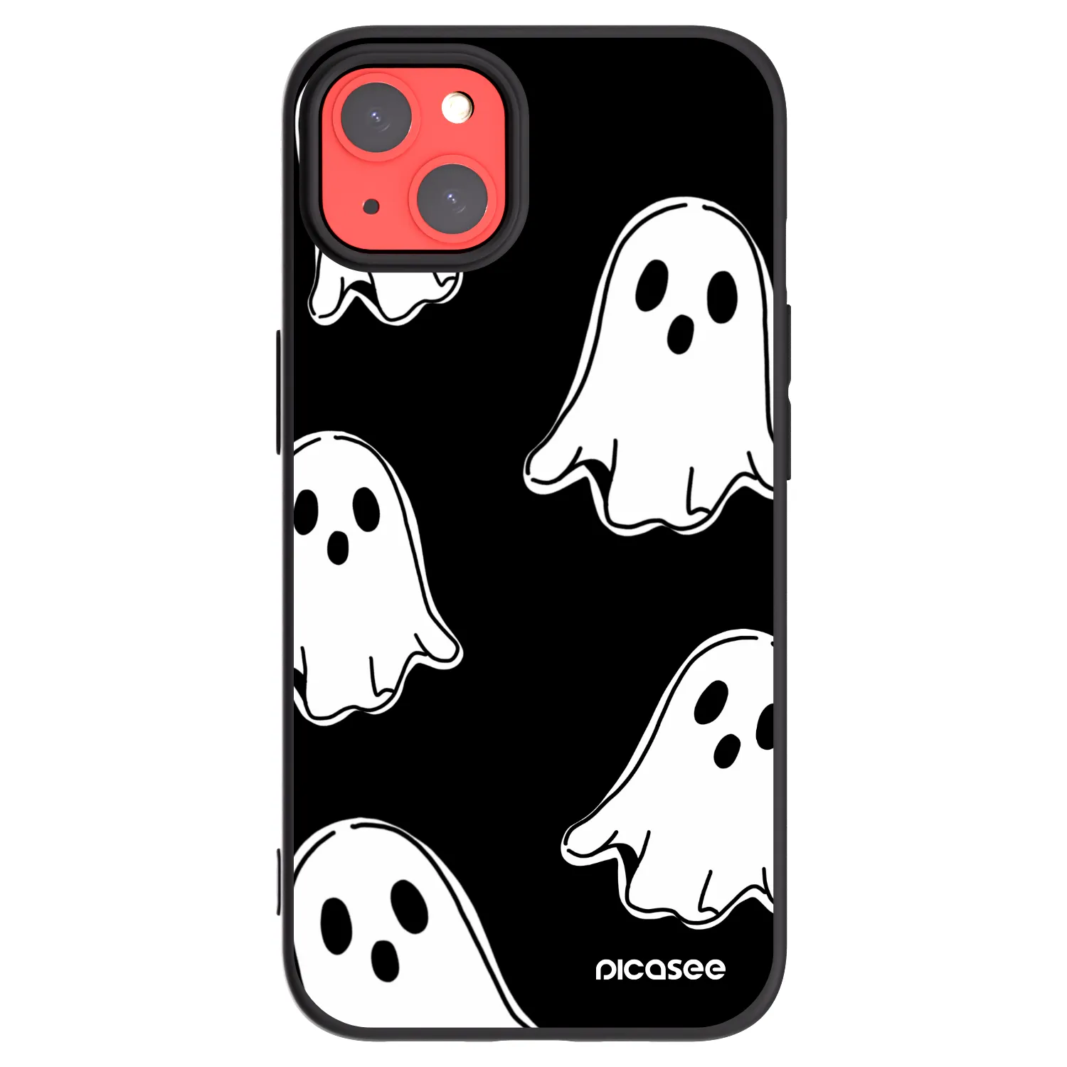Picasee Apple iPhone 13 Hülle - Schwarzes Silikon - Black ghosts
