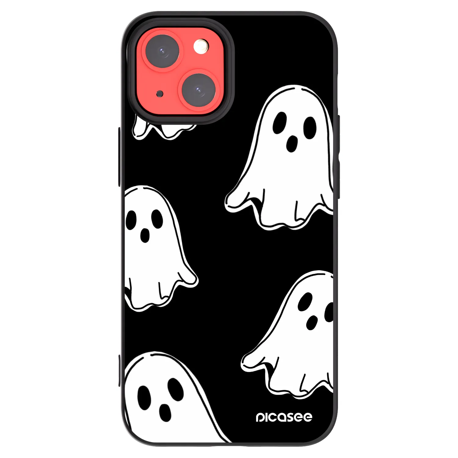 Picasee Apple iPhone 13 mini Hülle - Schwarzes Silikon - Black ghosts
