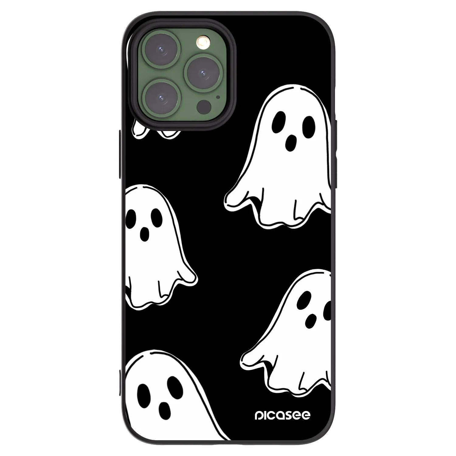 Picasee Apple iPhone 13 Pro Max Hülle - Schwarzes Silikon - Black ghosts