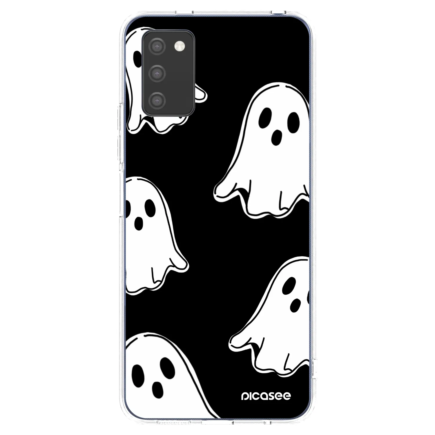 Picasee Samsung Galaxy A02s A025G Hülle - Transparentes Silikon - Black ghosts