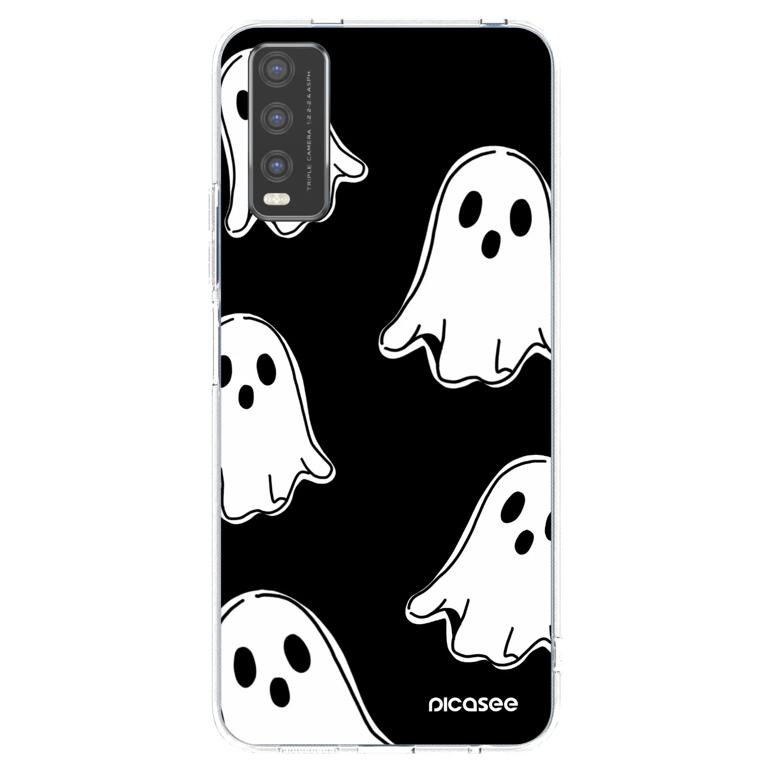 Picasee Vivo Y20s Hülle - Transparentes Silikon - Black ghosts