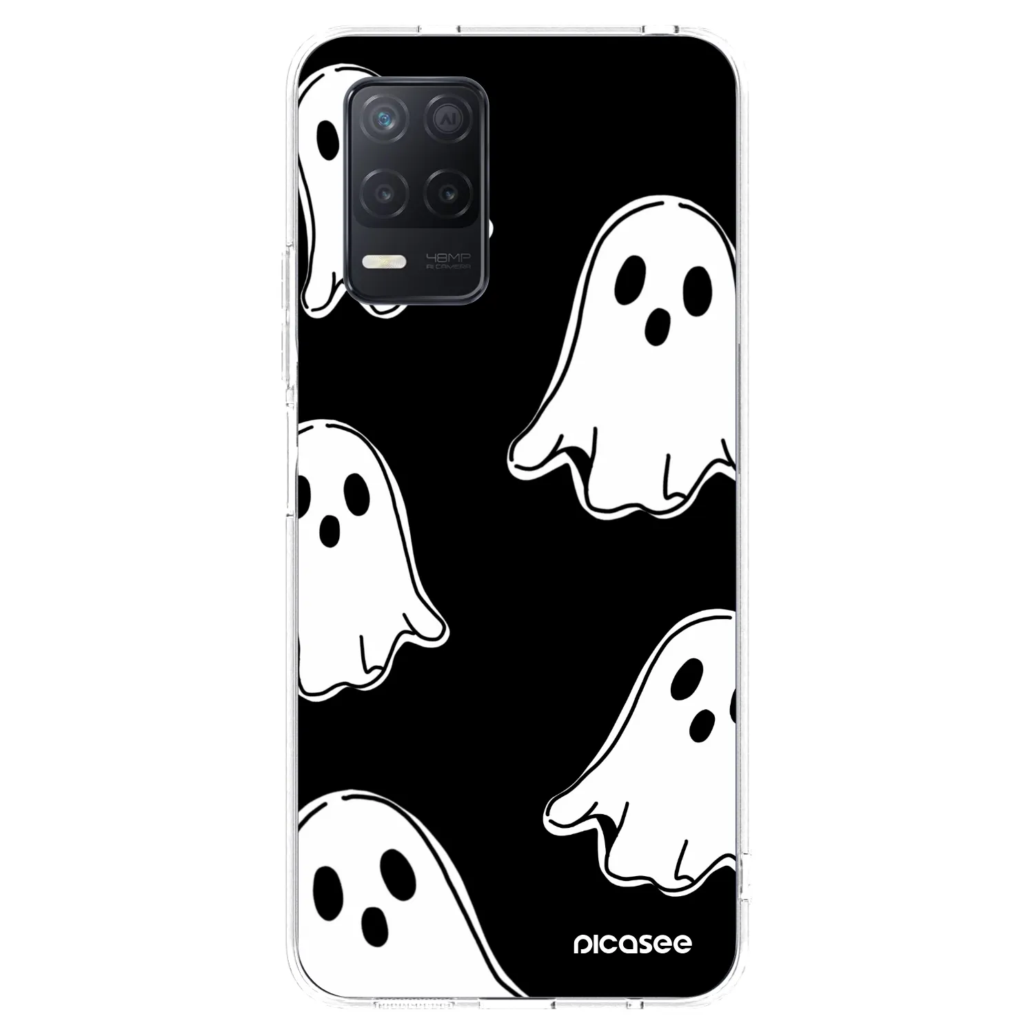 Picasee Realme 8 5G Hülle - Transparentes Silikon - Black ghosts
