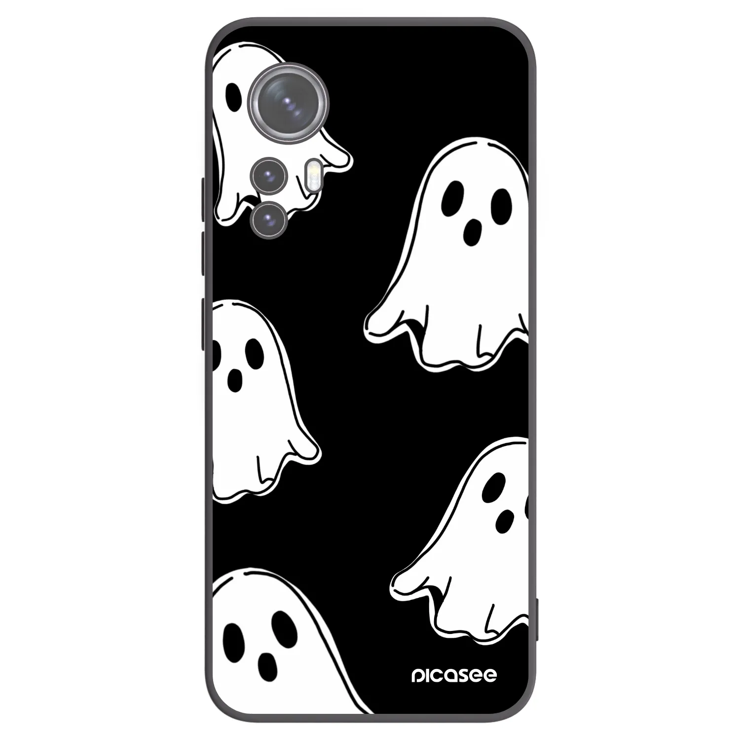 Picasee Xiaomi 12 Hülle - Schwarzes Silikon - Black ghosts