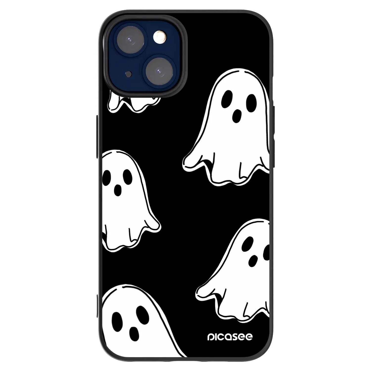 Picasee Apple iPhone 14 Hülle - Schwarzes Silikon - Black ghosts