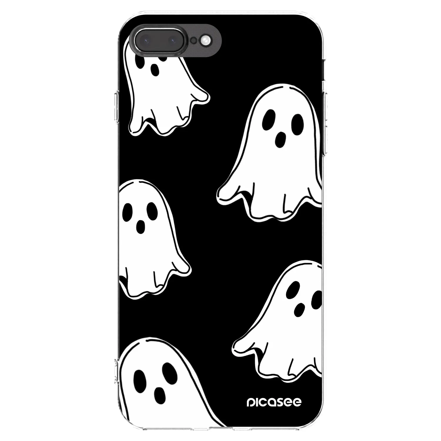 Picasee Apple iPhone 8 Plus Hülle - Transparentes Silikon - Black ghosts