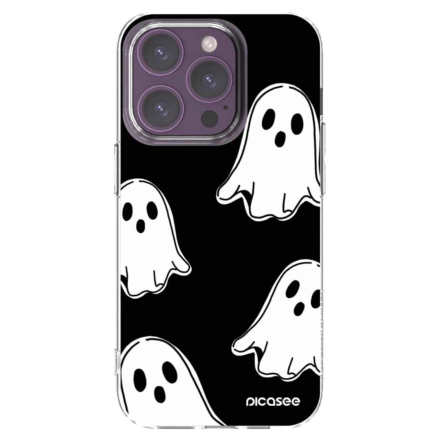 Picasee Apple iPhone 14 Pro Hülle - Transparentes Silikon - Black ghosts